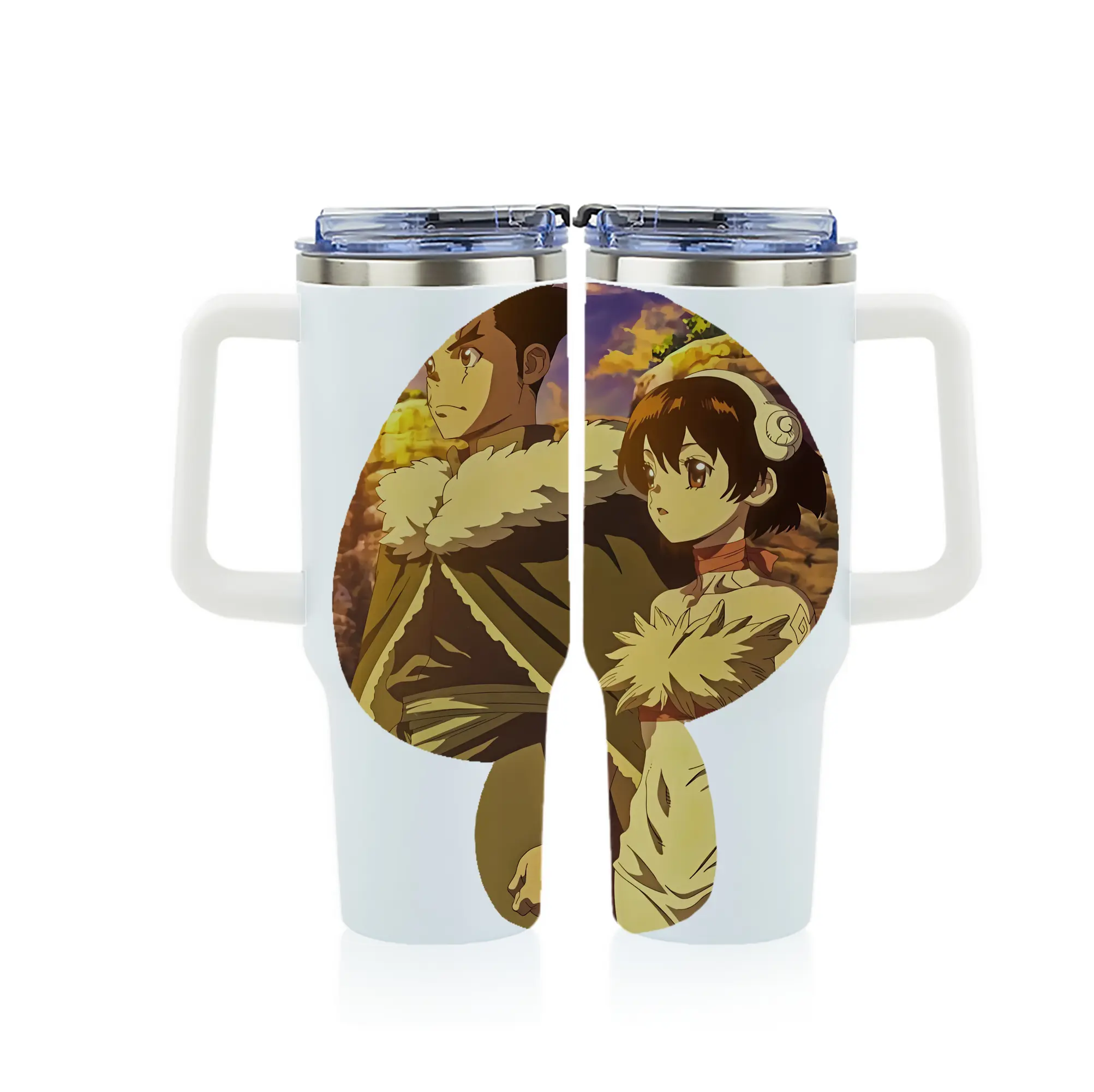 ドクターストーン グッズ,小川杠 - 1200mL フルプリント車用タンブラー ・ 304ステンレス 内側 ・ 201ステンレス 外側 ・ 保温 保冷 ・ 通勤 ドライブ アウトドア用