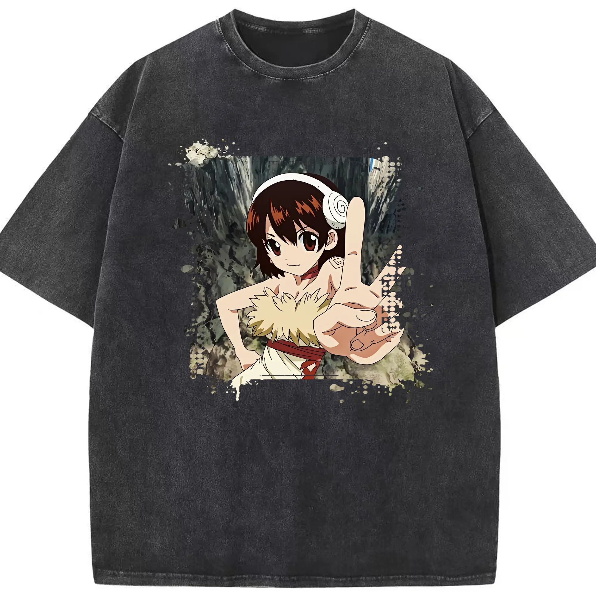 ドクターストーン グッズ,小川杠 - 綿100％ ヴィンテージ風 半袖Tシャツ ・ フロントプリント ・ 柔らか肌触り ・ 通気性 快適 ・ スポーツ カジュアル 外出用