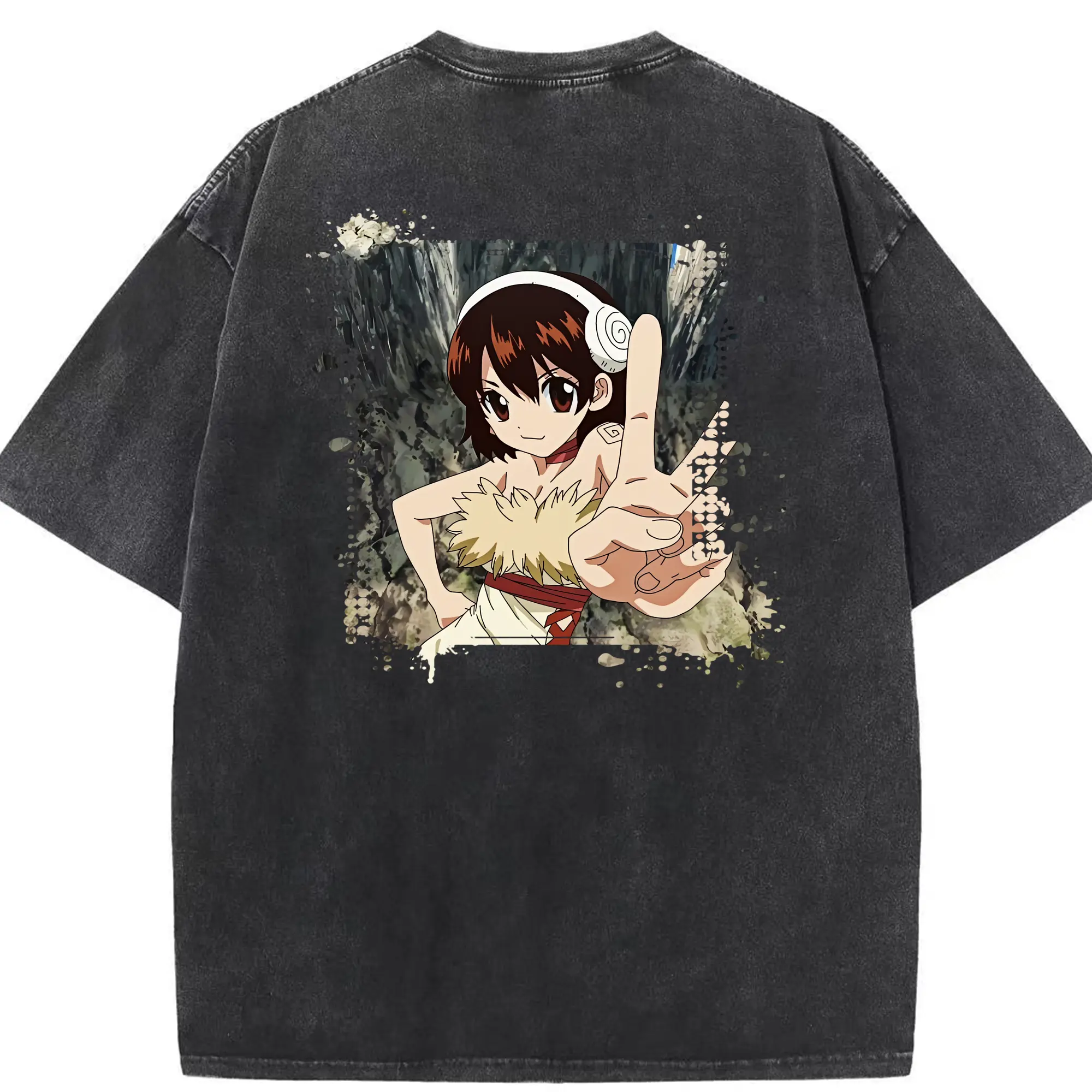 ドクターストーン グッズ,小川杠 - 綿100％ ヴィンテージ風 半袖Tシャツ ・ 背面プリント ・ 柔らか肌触り ・ 通気性 快適 ・ スポーツ カジュアル 外出用