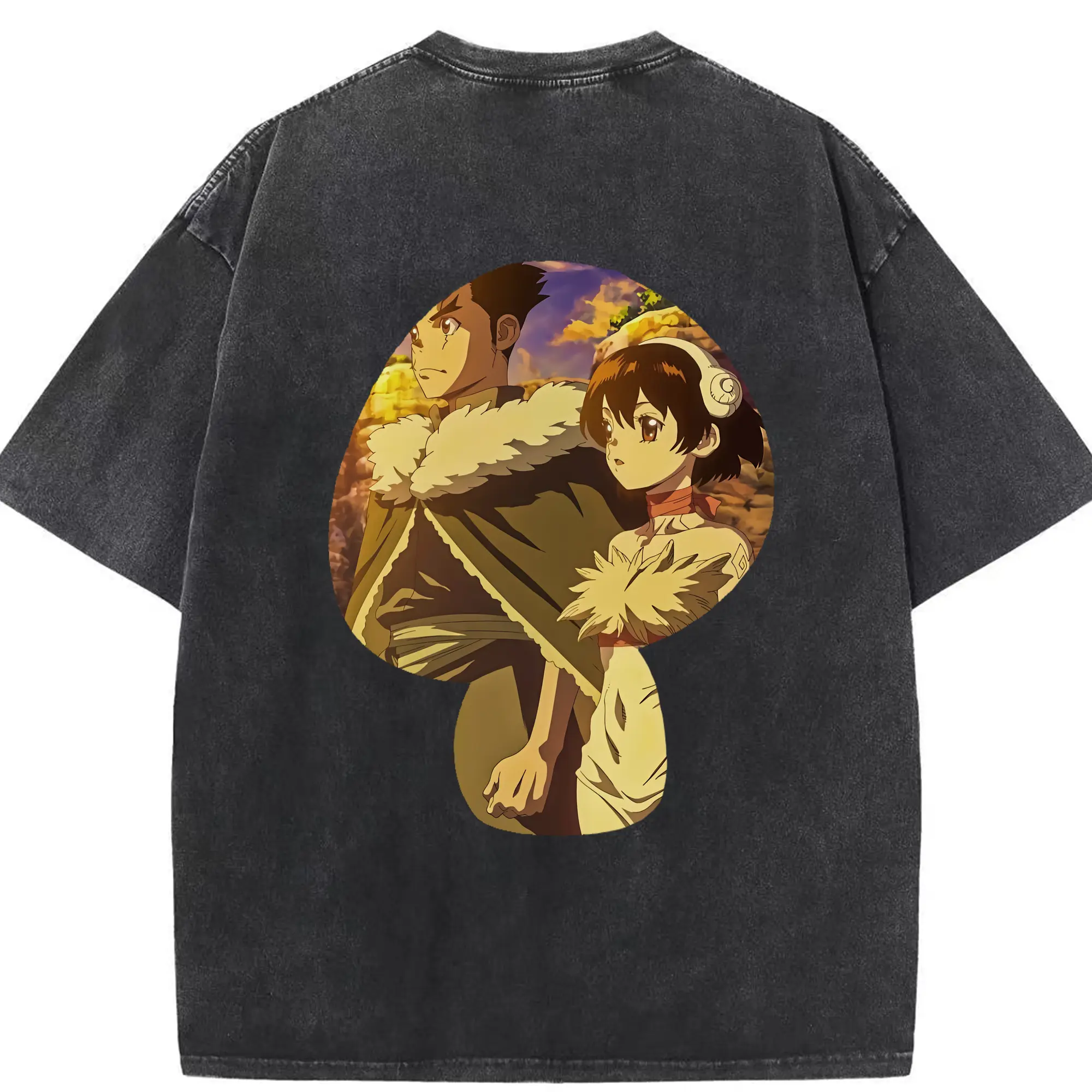 ドクターストーン グッズ,小川杠 - 綿100％ ヴィンテージ風 半袖Tシャツ ・ 背面プリント ・ 柔らか肌触り ・ 通気性 快適 ・ スポーツ カジュアル 外出用