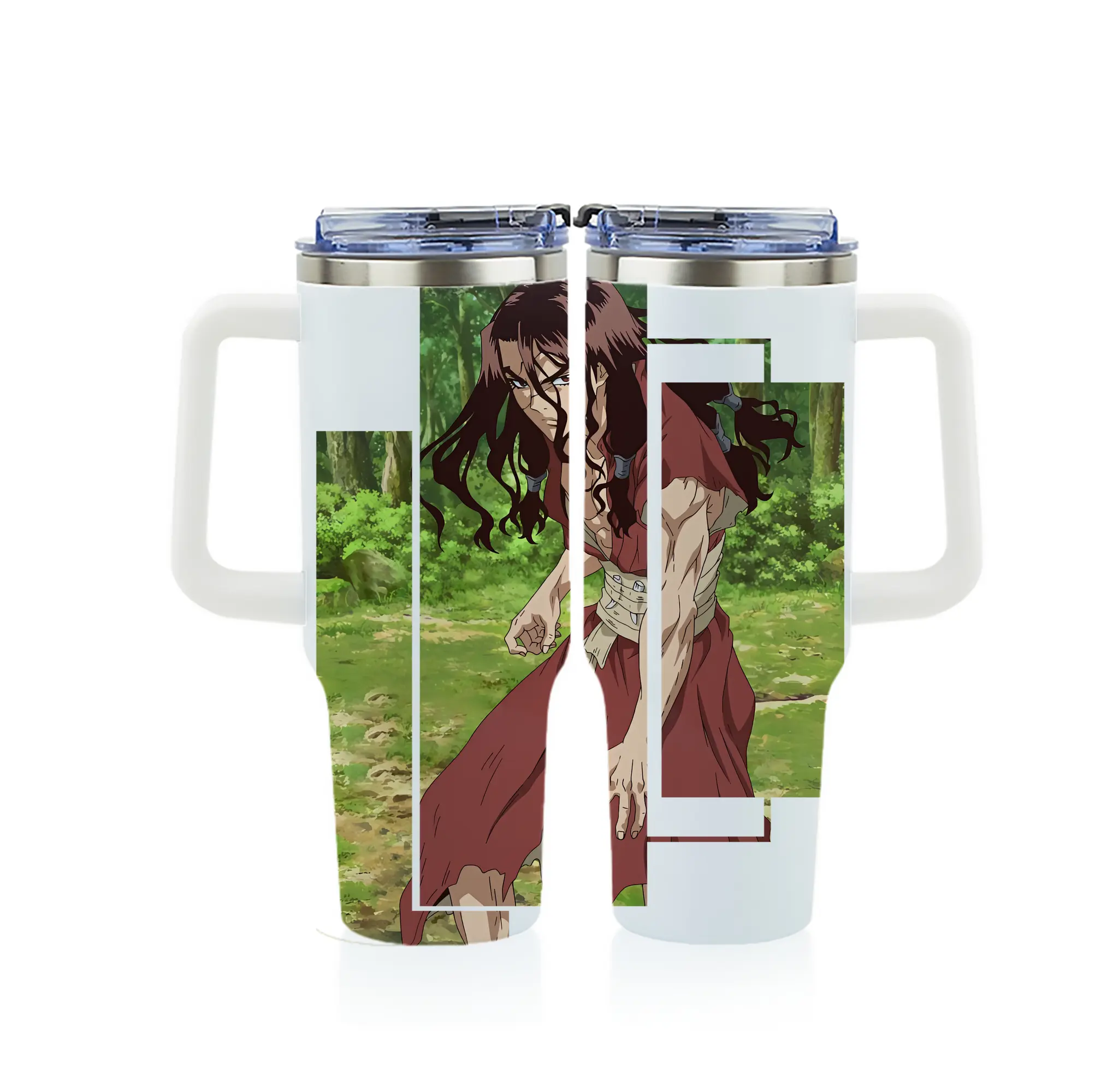 ドクターストーン グッズ,司 - 1200mL フルプリント車用タンブラー ・ 304ステンレス 内側 ・ 201ステンレス 外側 ・ 保温 保冷 ・ 通勤 ドライブ アウトドア用