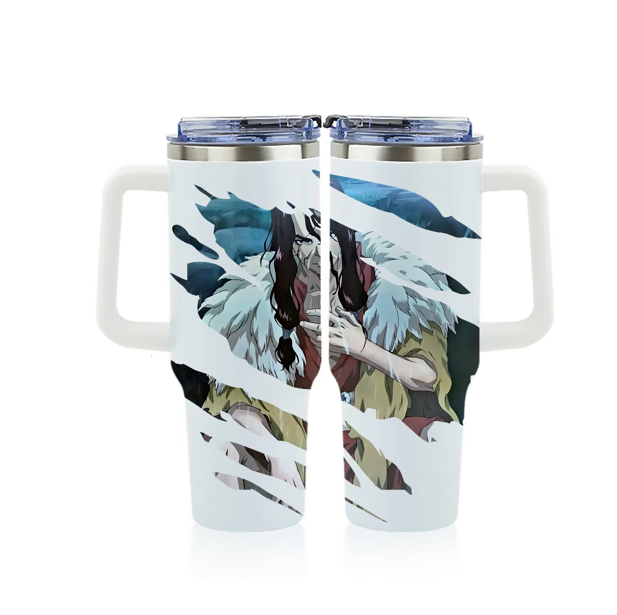 ドクターストーン グッズ,司 - 1200mL フルプリント車用タンブラー ・ 304ステンレス 内側 ・ 201ステンレス 外側 ・ 保温 保冷 ・ 通勤 ドライブ アウトドア用