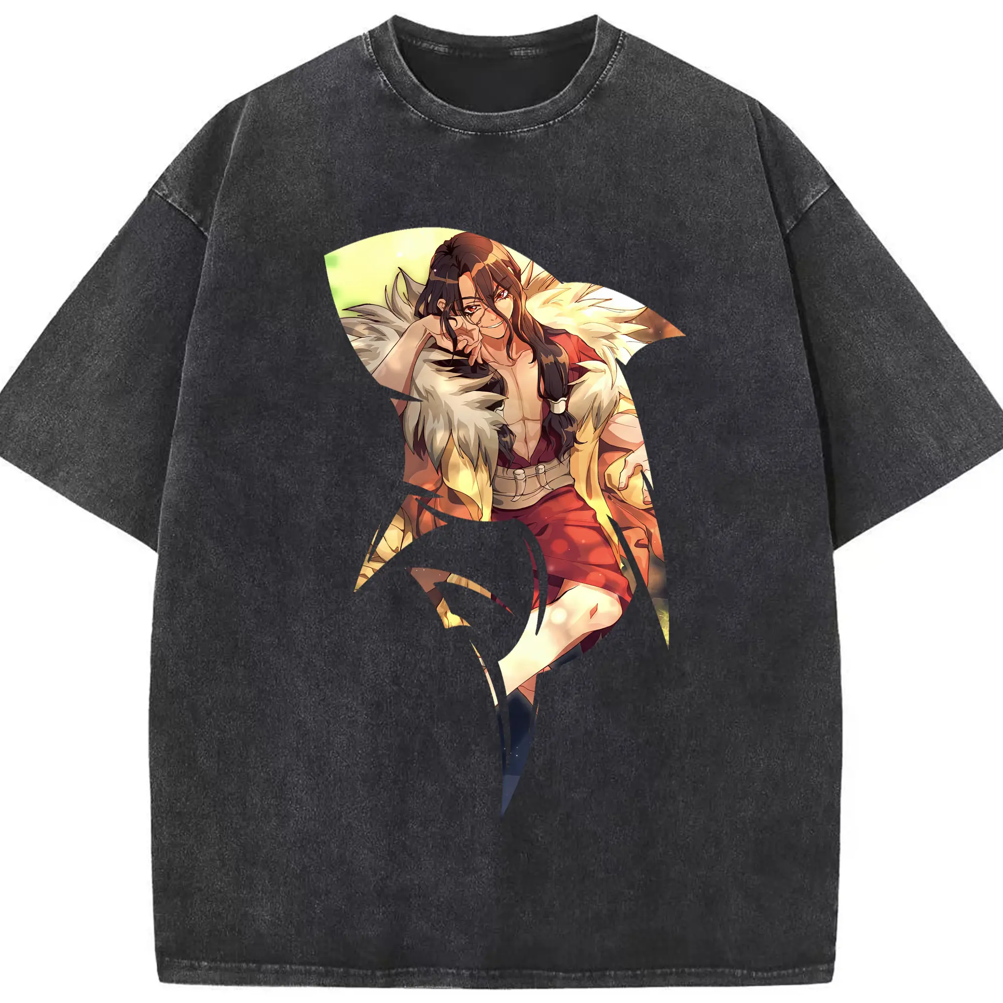 ドクターストーン グッズ,司 - 綿100％ ヴィンテージ風 半袖Tシャツ ・ フロントプリント ・ 柔らか肌触り ・ 通気性 快適 ・ スポーツ カジュアル 外出用