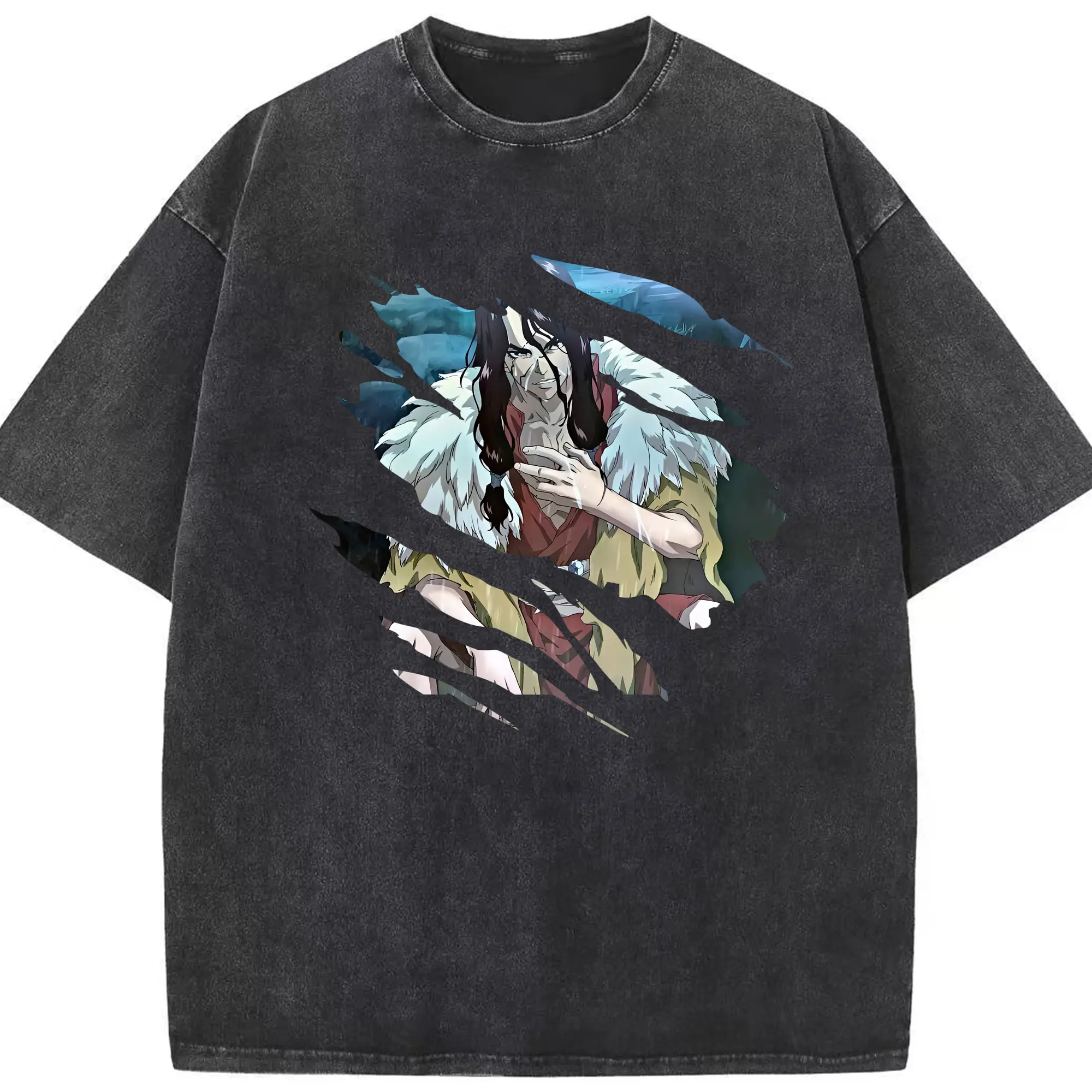 ドクターストーン グッズ,司 - 綿100％ ヴィンテージ風 半袖Tシャツ ・ フロントプリント ・ 柔らか肌触り ・ 通気性 快適 ・ スポーツ カジュアル 外出用