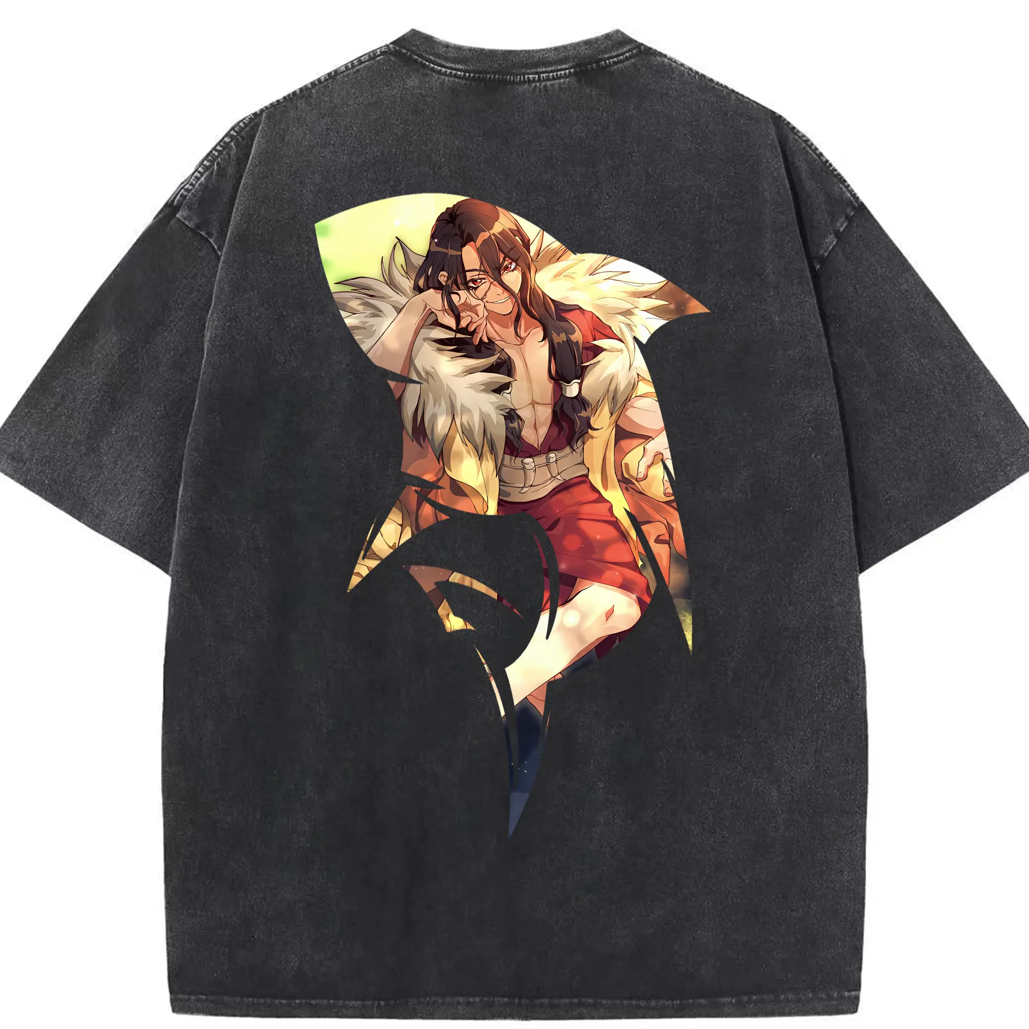 ドクターストーン グッズ,司 - 綿100％ ヴィンテージ風 半袖Tシャツ ・ 背面プリント ・ 柔らか肌触り ・ 通気性 快適 ・ スポーツ カジュアル 外出用