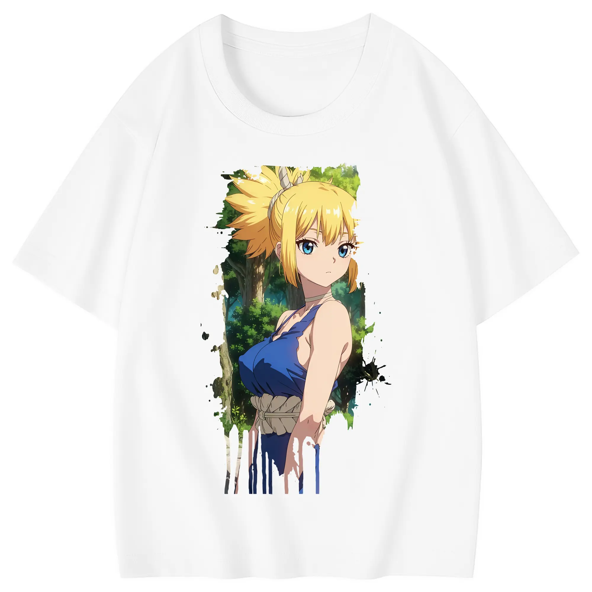 ドクターストーン グッズ,コハク - 綿100％ キッズTシャツ ・ フロントプリント ・ 快適 通気性 ・ スポーツ カジュアル 散歩用