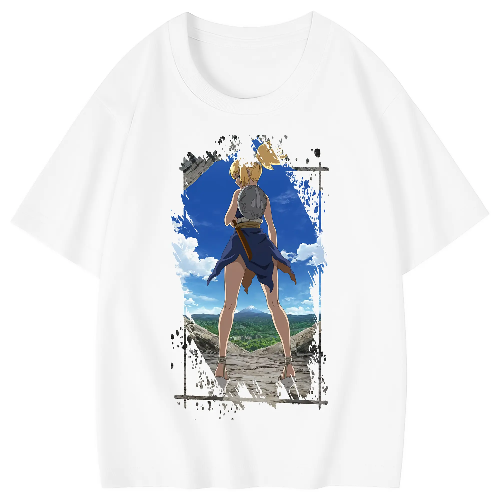 ドクターストーン グッズ,コハク - 綿100％ キッズTシャツ ・ フロントプリント ・ 快適 通気性 ・ スポーツ カジュアル 散歩用