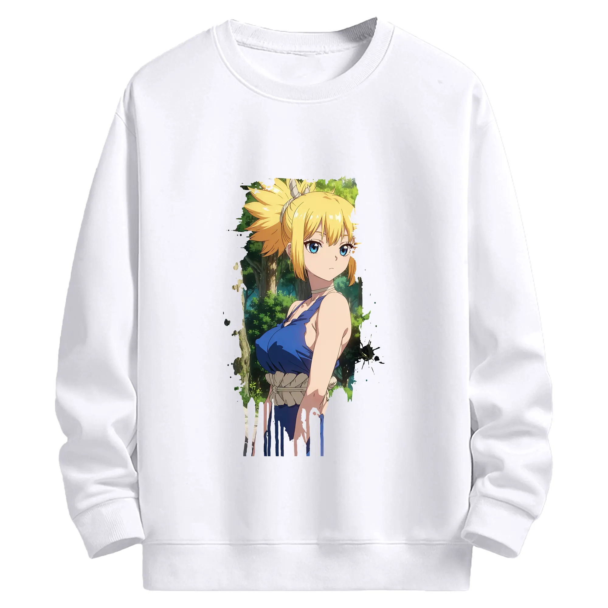 ドクターストーン グッズ,コハク - 高品質 クルーネック スウェット ・ コットン59％ ポリエステル41％ ・ ユニセックス 長袖 トレーナー ・ カジュアル デイリー スポーツ 散歩用