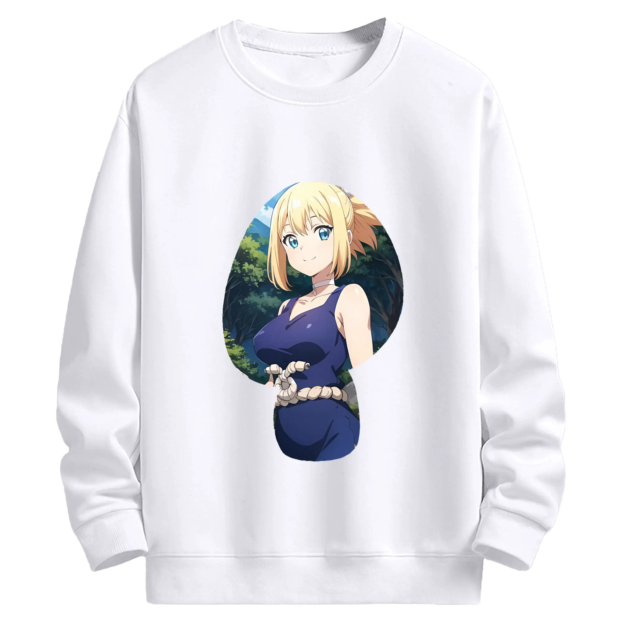 ドクターストーン グッズ,コハク - 高品質 クルーネック スウェット ・ コットン59％ ポリエステル41％ ・ ユニセックス 長袖 トレーナー ・ カジュアル デイリー スポーツ 散歩用