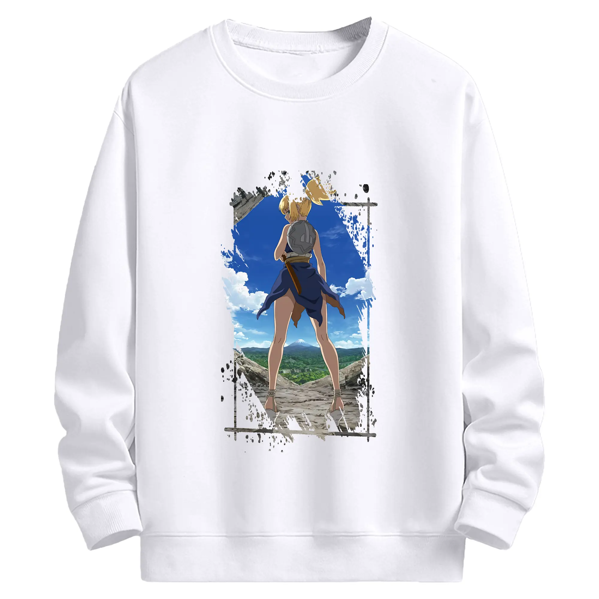 ドクターストーン グッズ,コハク - 高品質 クルーネック スウェット ・ コットン59％ ポリエステル41％ ・ ユニセックス 長袖 トレーナー ・ カジュアル デイリー スポーツ 散歩用