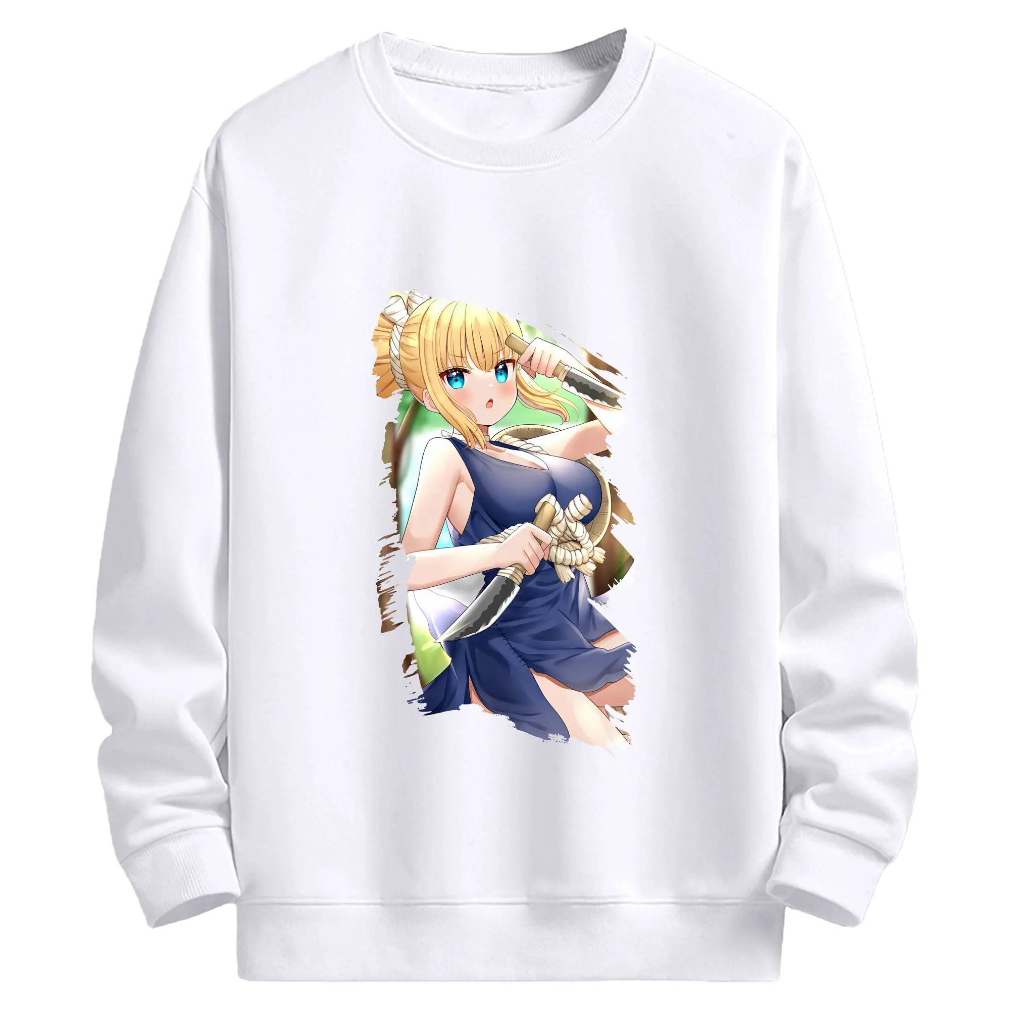 ドクターストーン グッズ,コハク - 高品質 クルーネック スウェット ・ コットン59％ ポリエステル41％ ・ ユニセックス 長袖 トレーナー ・ カジュアル デイリー スポーツ 散歩用