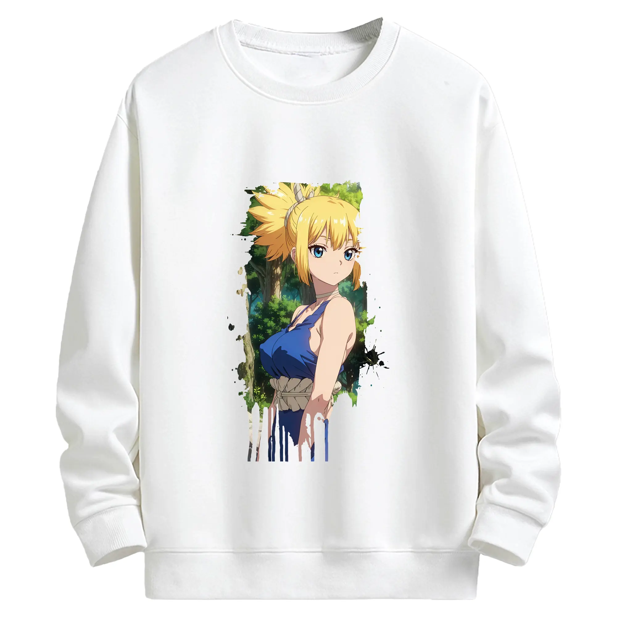 ドクターストーン グッズ,コハク - キッズ クルーネックスウェットシャツ ・ フロントプリント ・ 綿80％ ポリエステル20％ ・ 快適 通学 スポーツ 日常使い お散歩用