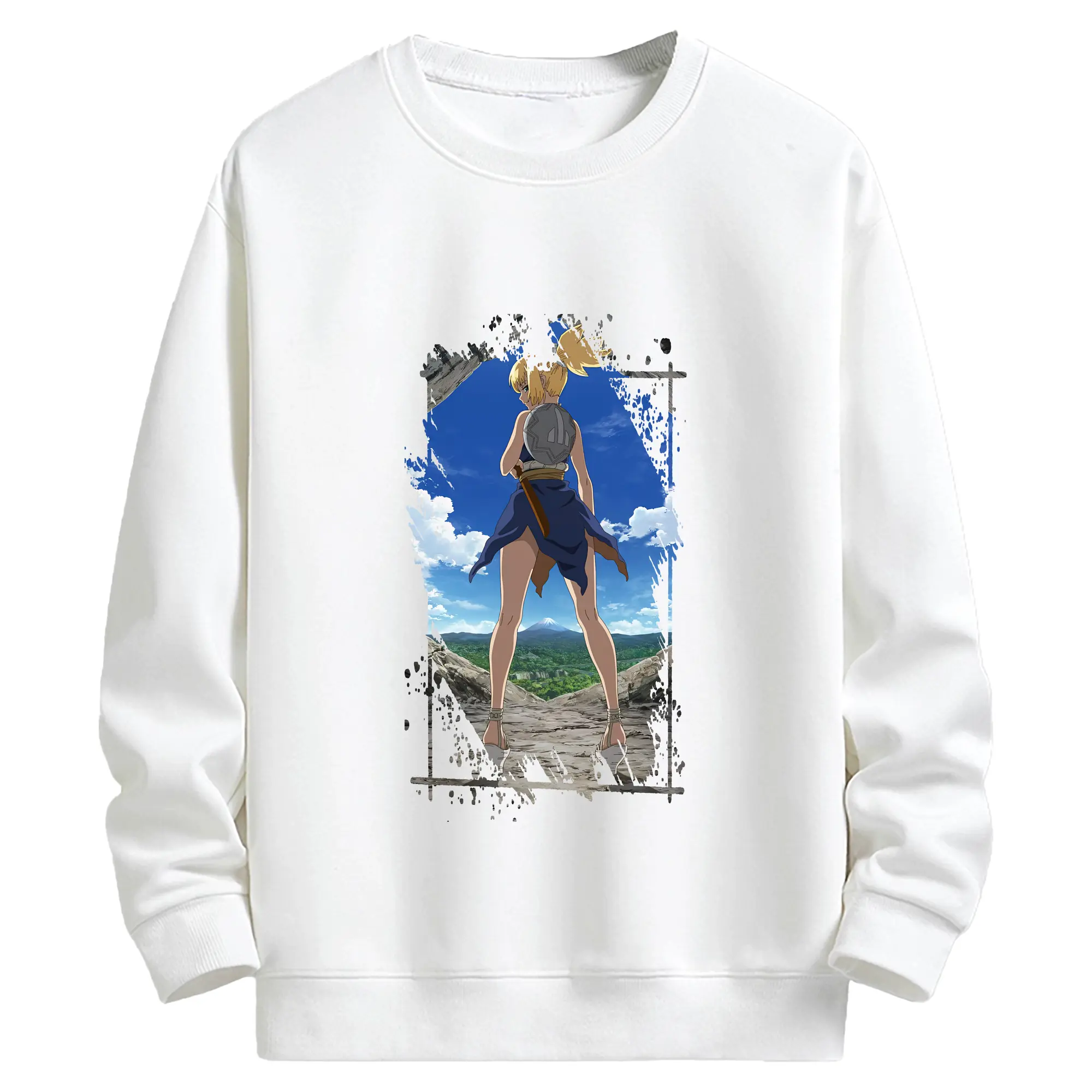 ドクターストーン グッズ,コハク - キッズ クルーネックスウェットシャツ ・ フロントプリント ・ 綿80％ ポリエステル20％ ・ 快適 通学 スポーツ 日常使い お散歩用