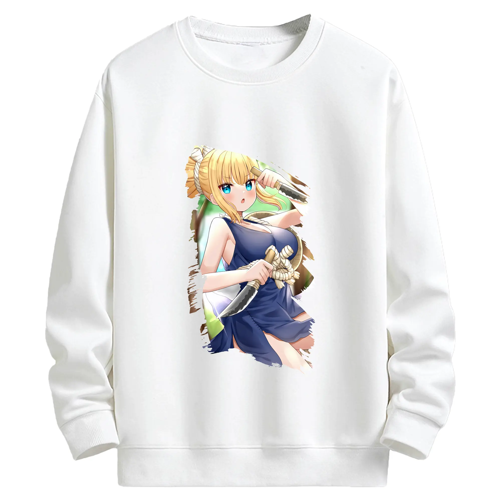 ドクターストーン グッズ,コハク - キッズ クルーネックスウェットシャツ ・ フロントプリント ・ 綿80％ ポリエステル20％ ・ 快適 通学 スポーツ 日常使い お散歩用