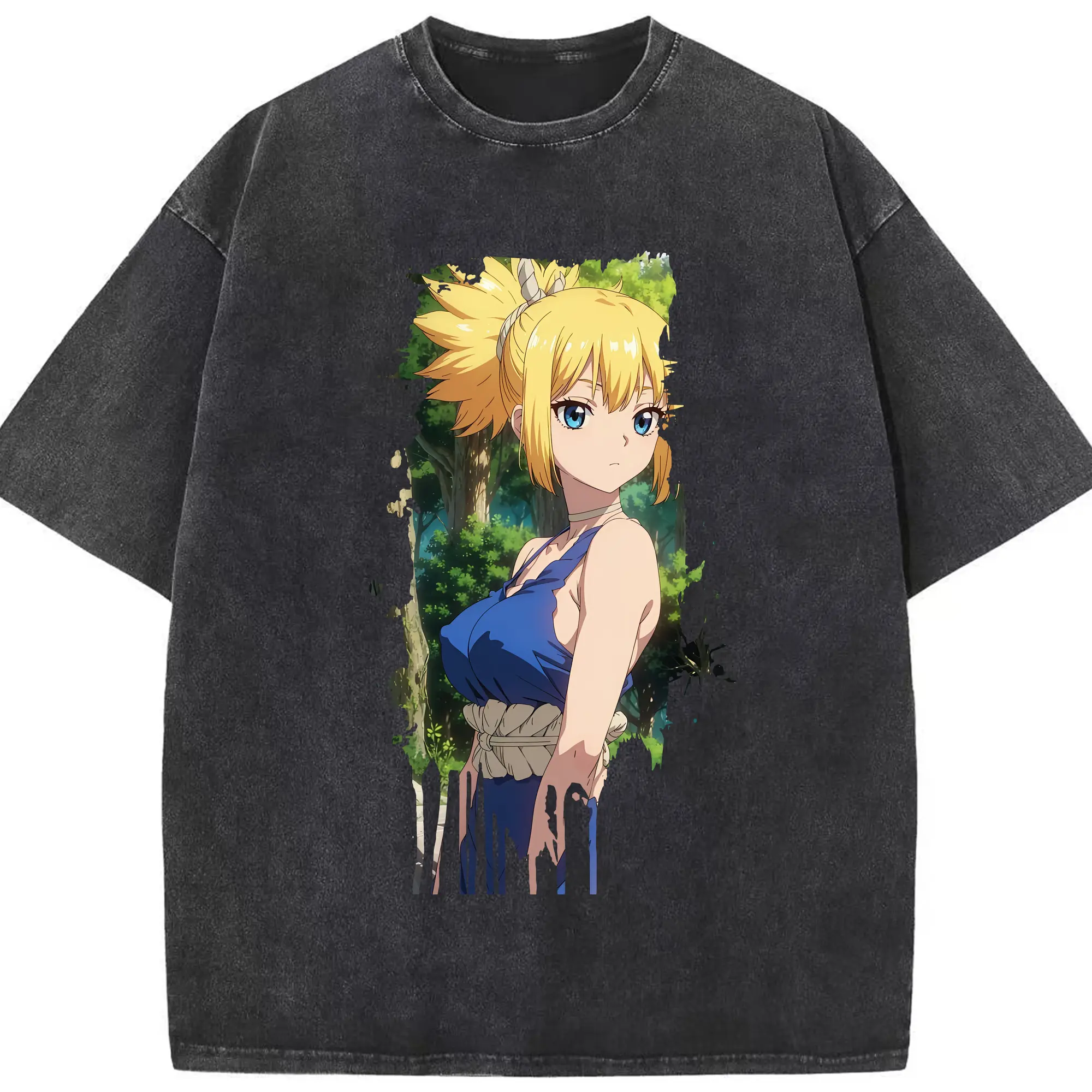 ドクターストーン グッズ,コハク - 綿100％ ヴィンテージ風 半袖Tシャツ ・ フロントプリント ・ 柔らか肌触り ・ 通気性 快適 ・ スポーツ カジュアル 外出用