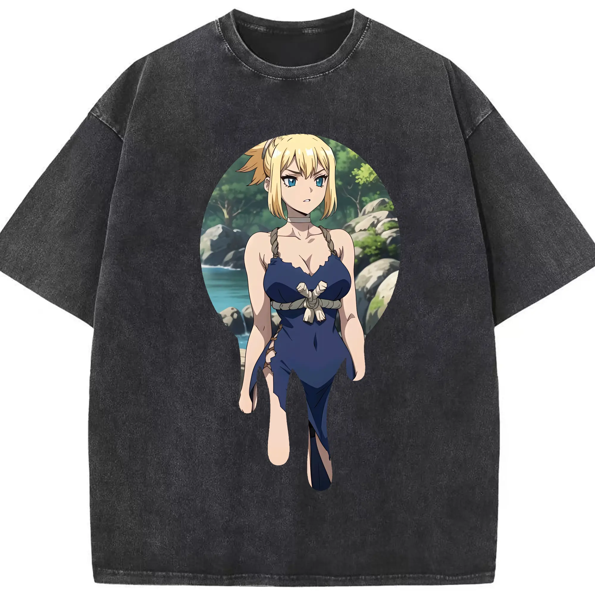 ドクターストーン グッズ,コハク - 綿100％ ヴィンテージ風 半袖Tシャツ ・ フロントプリント ・ 柔らか肌触り ・ 通気性 快適 ・ スポーツ カジュアル 外出用