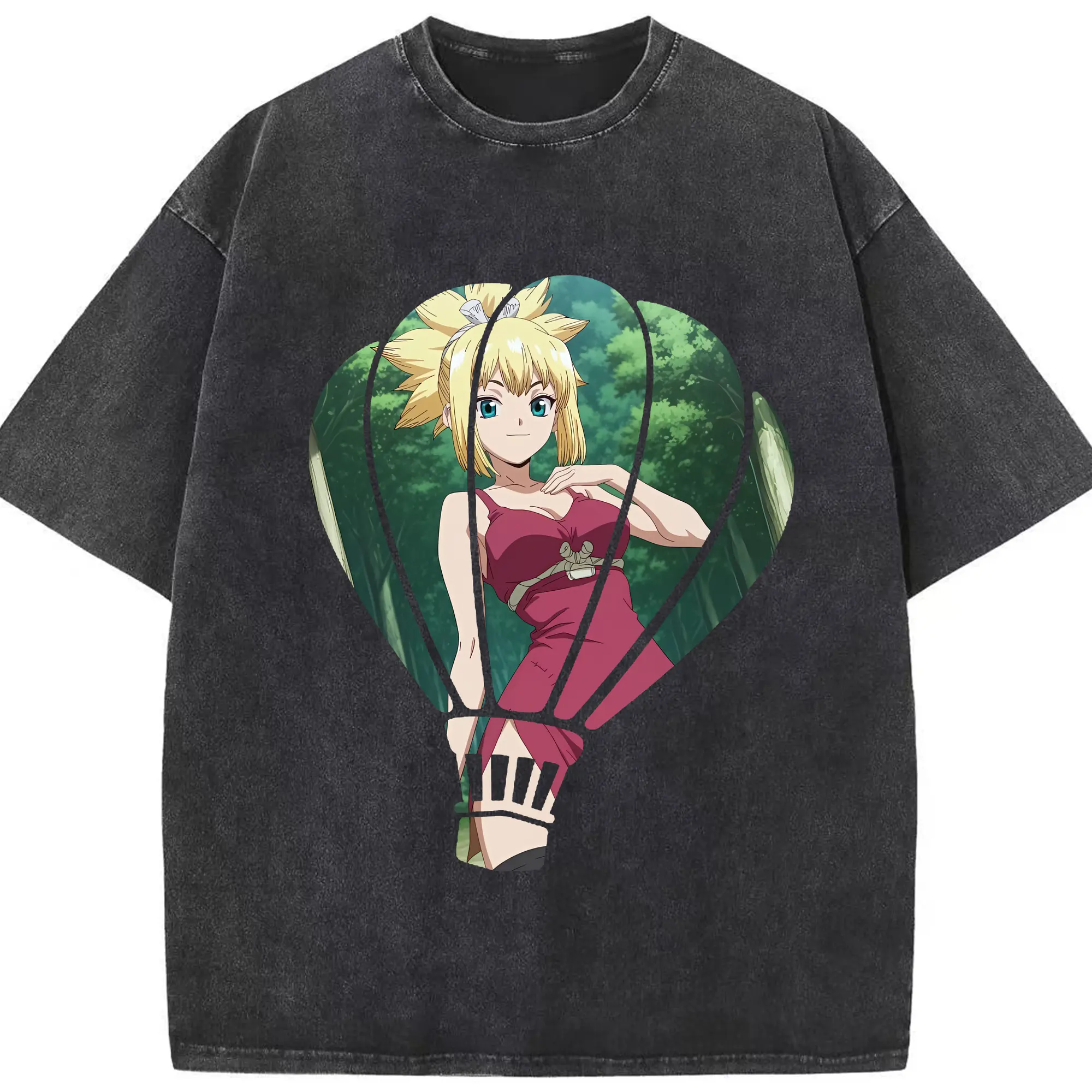 ドクターストーン グッズ,コハク - 綿100％ ヴィンテージ風 半袖Tシャツ ・ フロントプリント ・ 柔らか肌触り ・ 通気性 快適 ・ スポーツ カジュアル 外出用