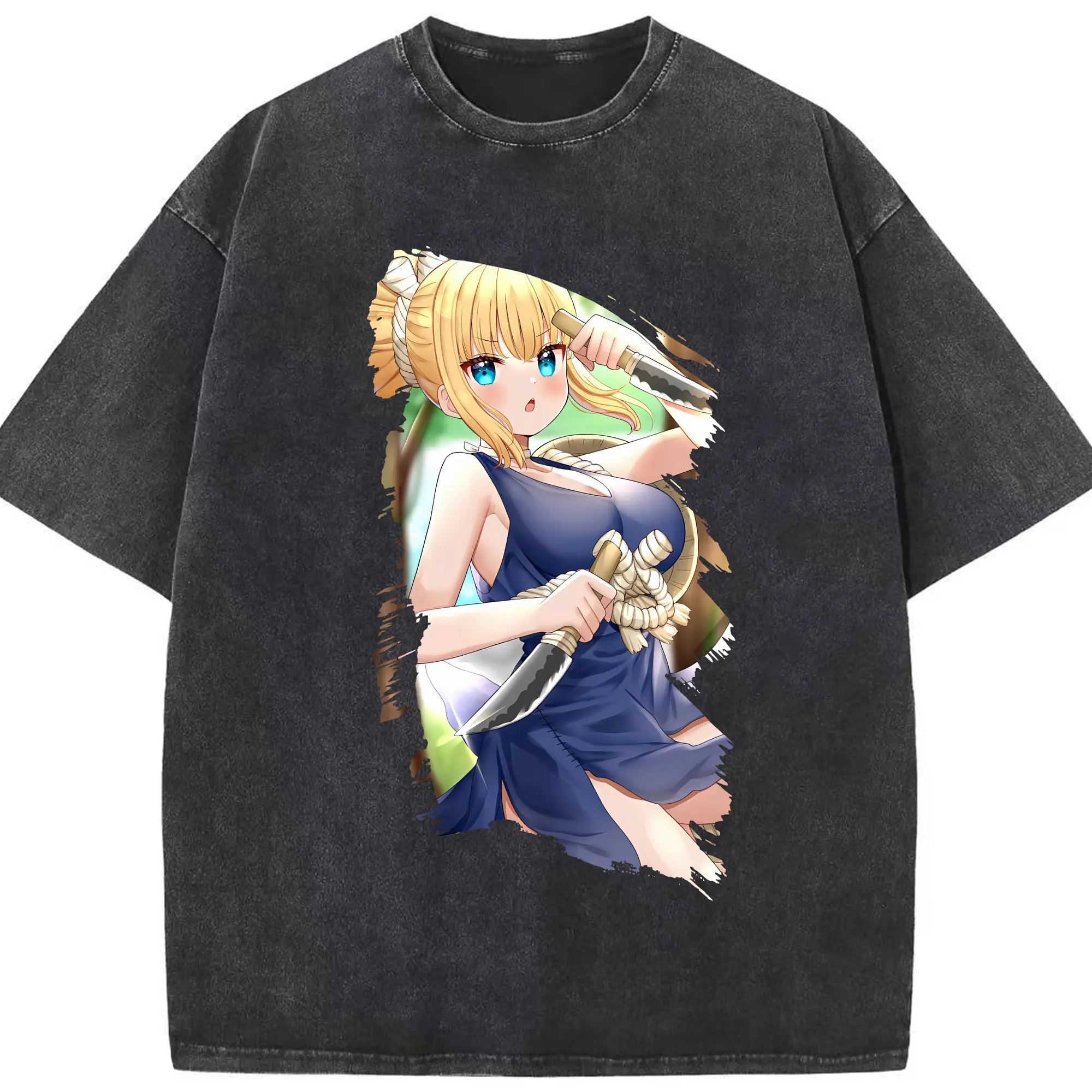 ドクターストーン グッズ,コハク - 綿100％ ヴィンテージ風 半袖Tシャツ ・ フロントプリント ・ 柔らか肌触り ・ 通気性 快適 ・ スポーツ カジュアル 外出用