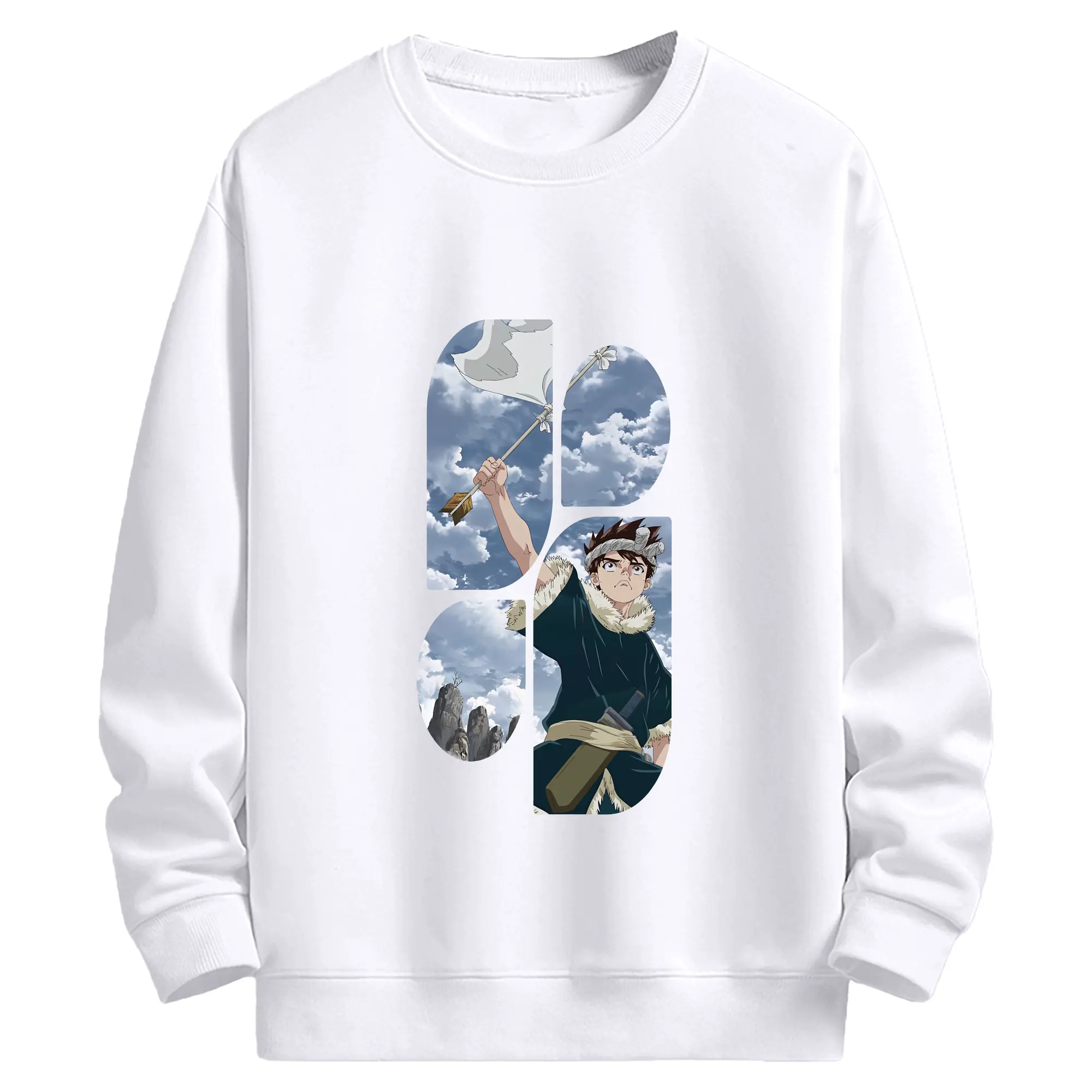 ドクターストーン グッズ,クロム - 高品質 クルーネック スウェット ・ コットン59％ ポリエステル41％ ・ ユニセックス 長袖 トレーナー ・ カジュアル デイリー スポーツ 散歩用