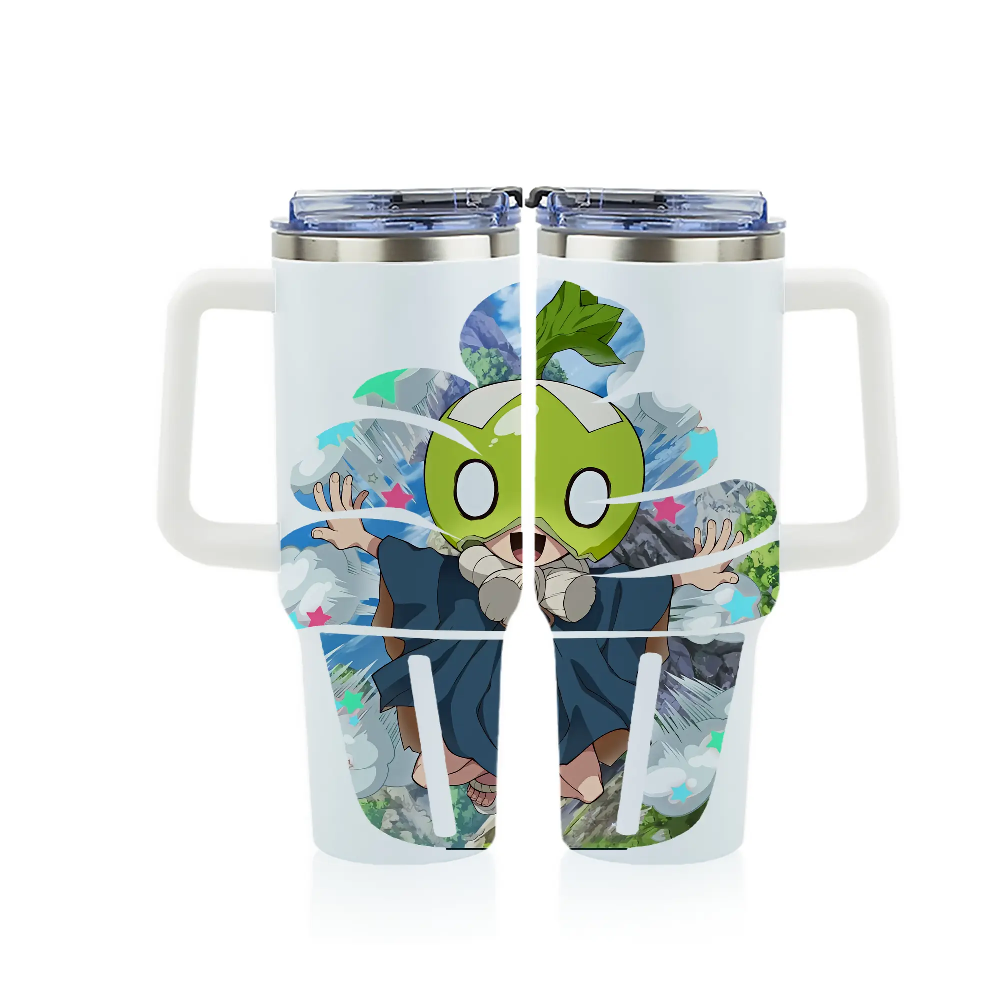 ドクターストーン グッズ,スイカ - 1200mL フルプリント車用タンブラー ・ 304ステンレス 内側 ・ 201ステンレス 外側 ・ 保温 保冷 ・ 通勤 ドライブ アウトドア用