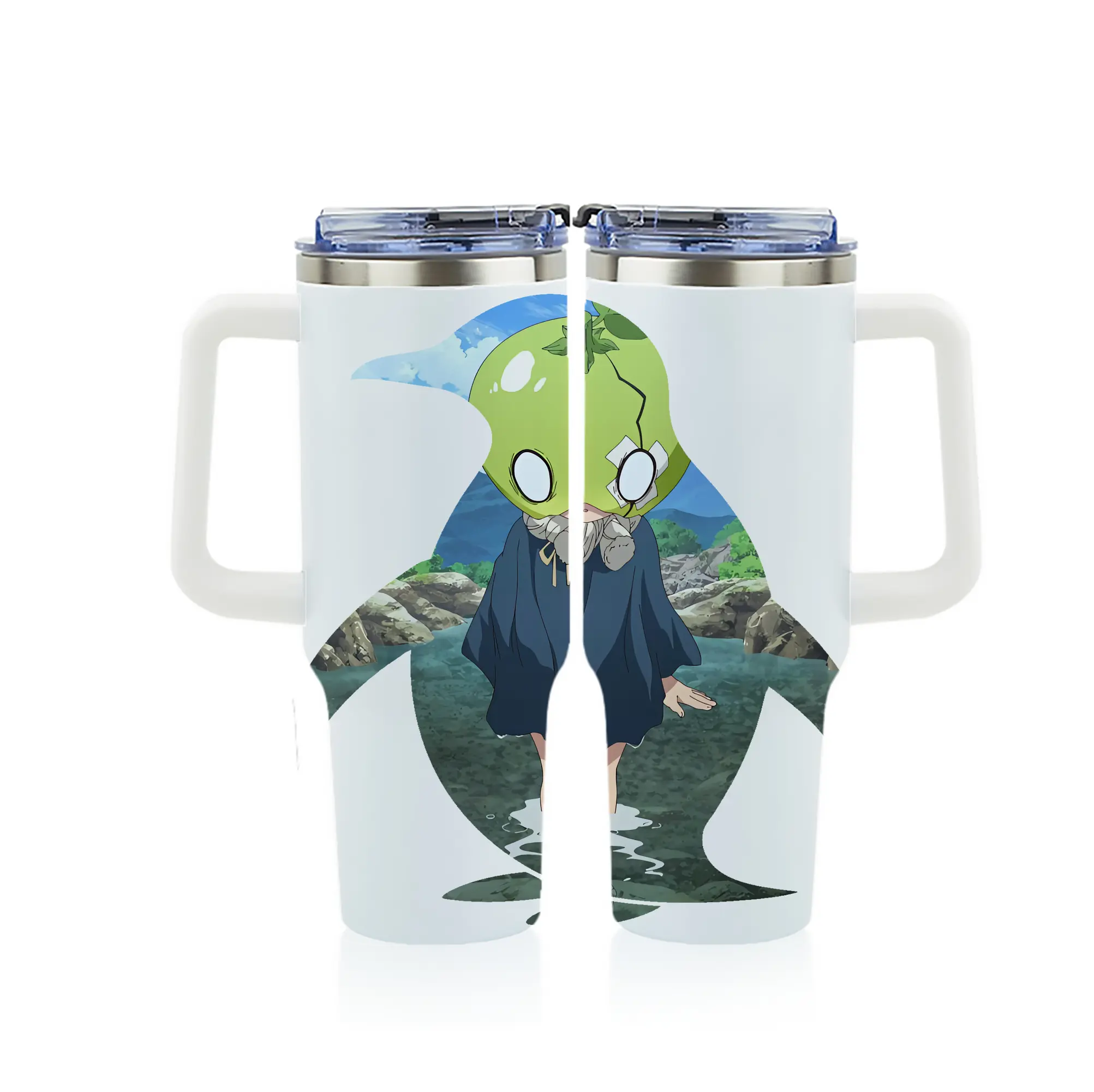 ドクターストーン グッズ,スイカ - 1200mL フルプリント車用タンブラー ・ 304ステンレス 内側 ・ 201ステンレス 外側 ・ 保温 保冷 ・ 通勤 ドライブ アウトドア用