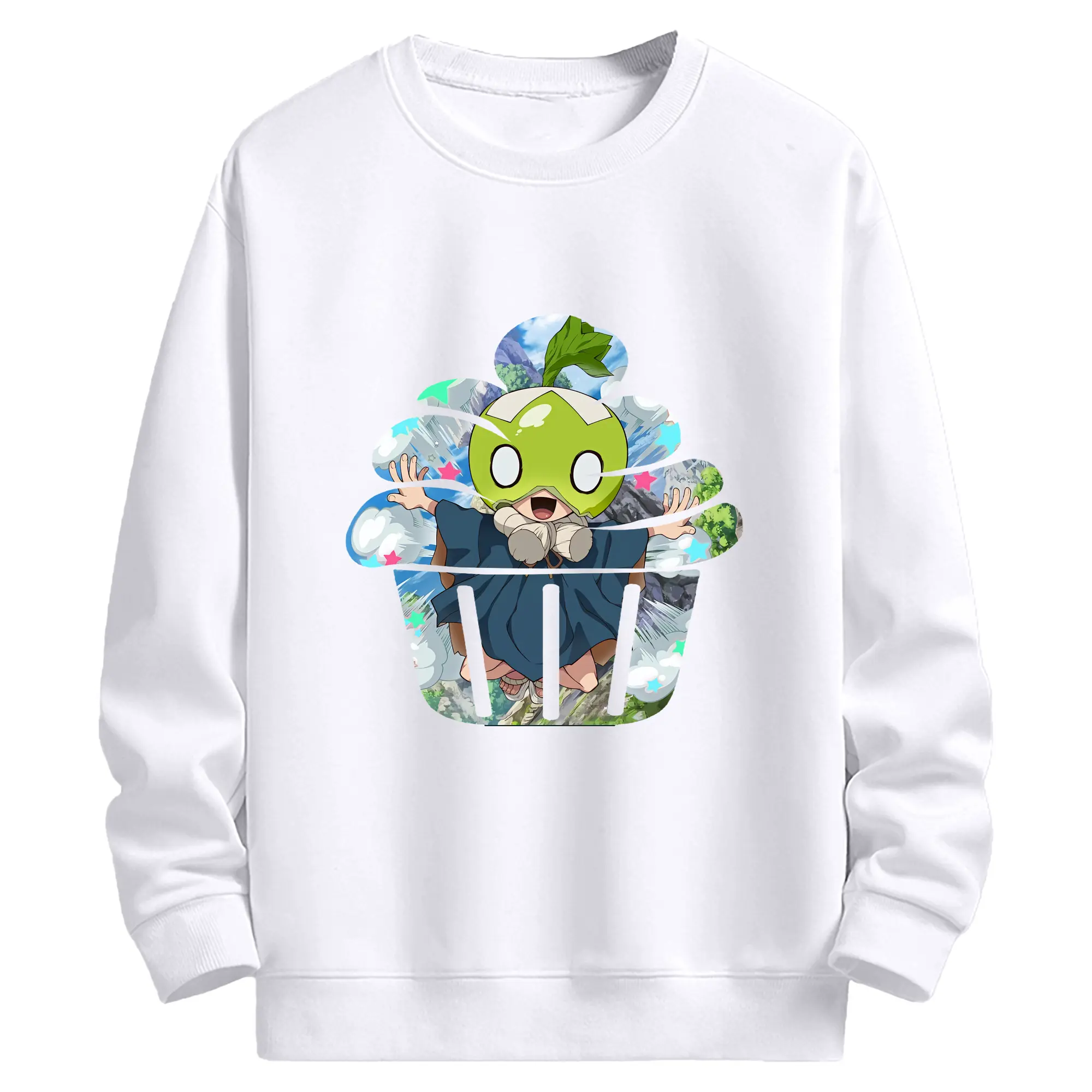 ドクターストーン グッズ,スイカ - 高品質 クルーネック スウェット ・ コットン59％ ポリエステル41％ ・ ユニセックス 長袖 トレーナー ・ カジュアル デイリー スポーツ 散歩用