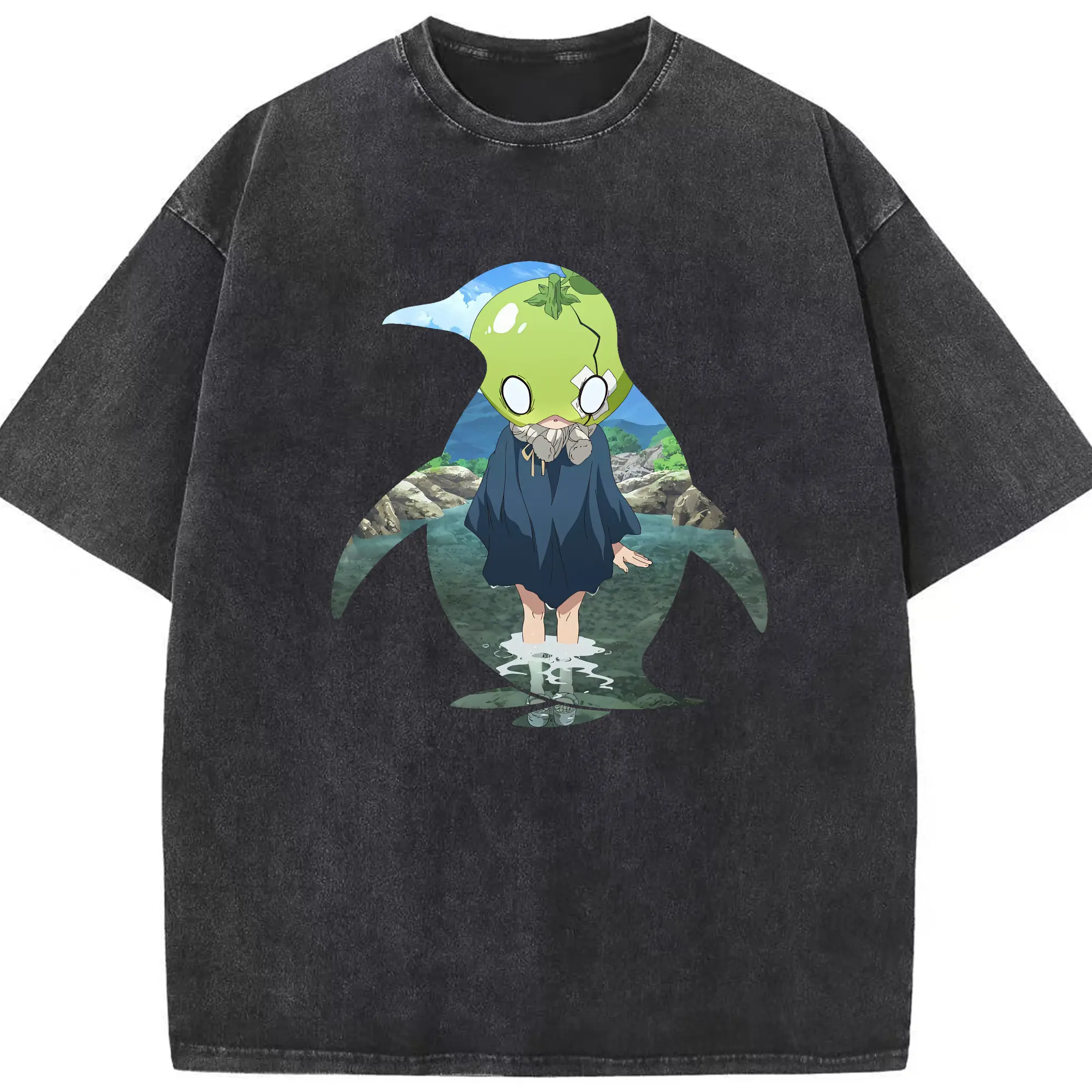 ドクターストーン グッズ,スイカ - 綿100％ ヴィンテージ風 半袖Tシャツ ・ フロントプリント ・ 柔らか肌触り ・ 通気性 快適 ・ スポーツ カジュアル 外出用