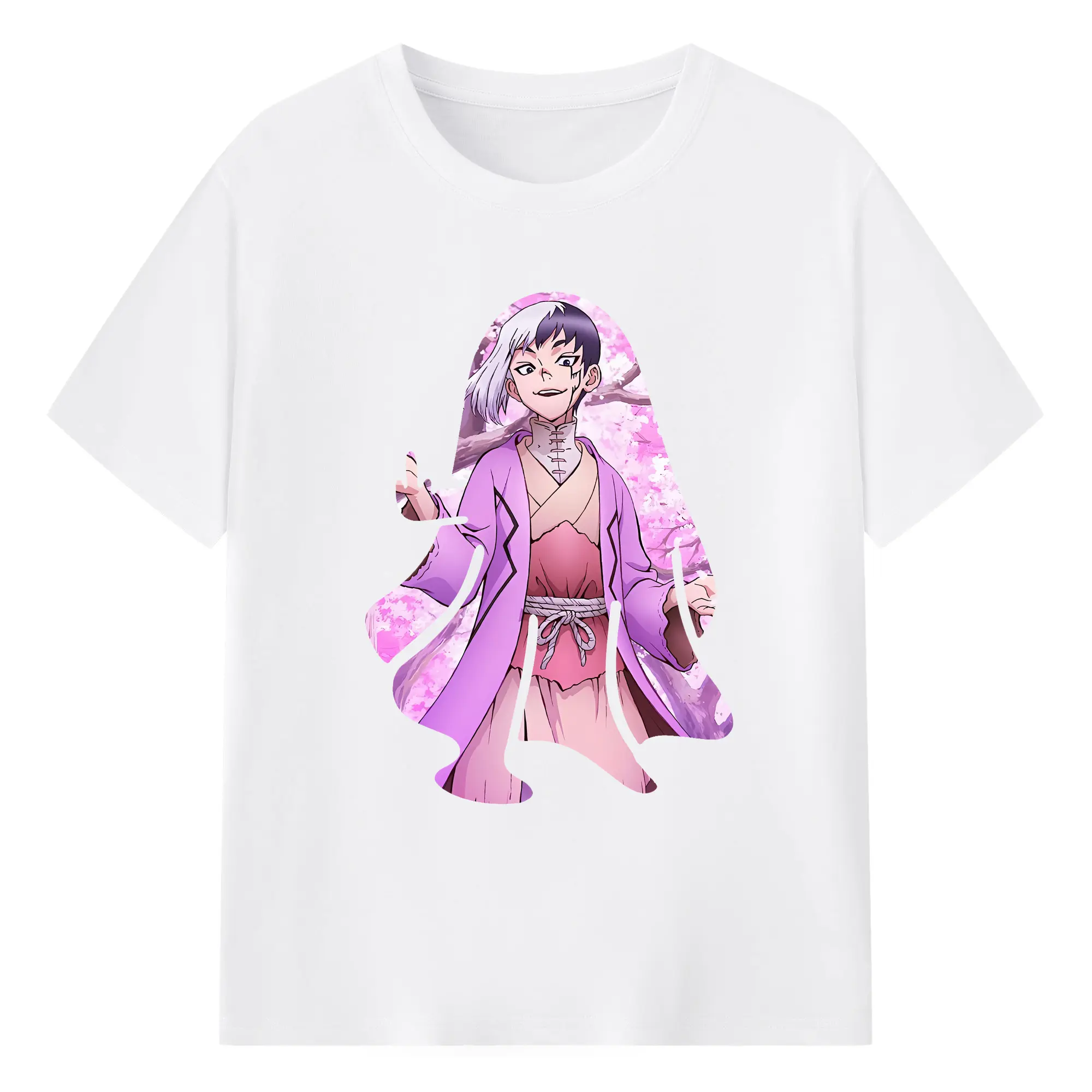 ドクターストーン グッズ,ゲン 銀狼 - 綿100％ 半袖Tシャツ ・ フロントプリント ・ 快適 通気性 ・ 日常使い 散歩 スポーツ用