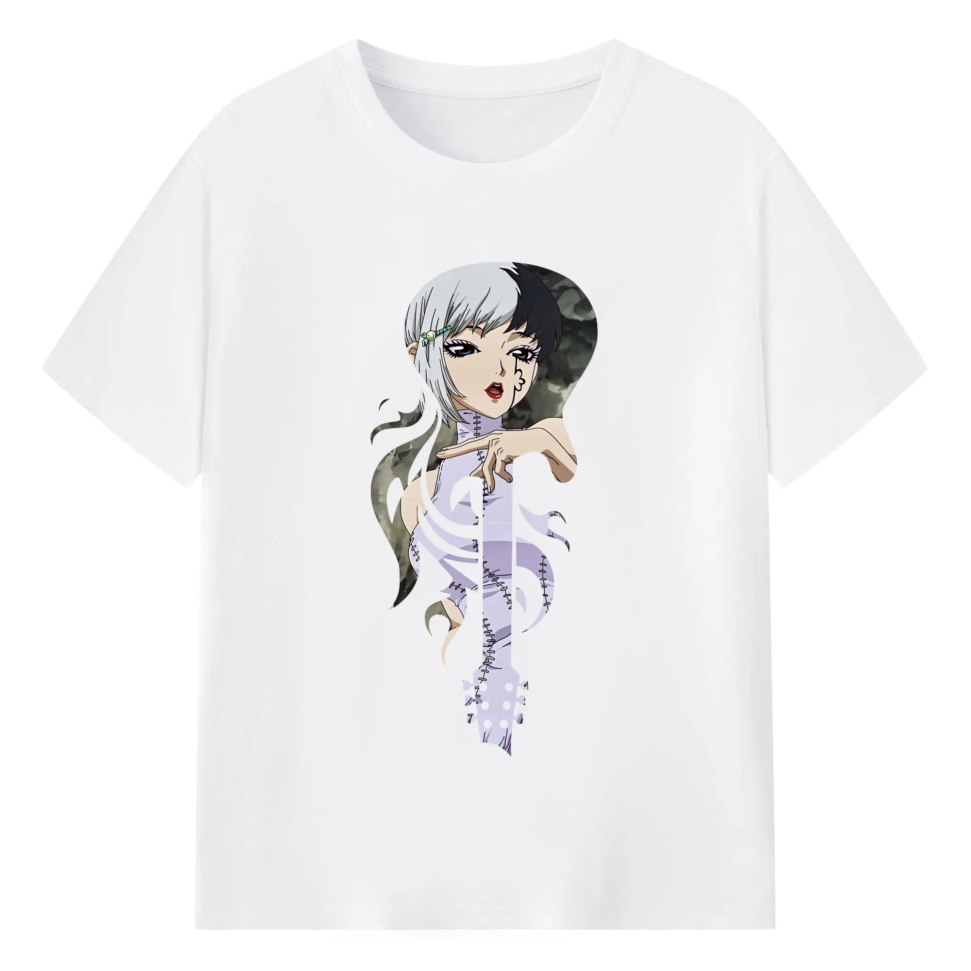 ドクターストーン グッズ,ゲン 銀狼 - 綿100％ 半袖Tシャツ ・ フロントプリント ・ 快適 通気性 ・ 日常使い 散歩 スポーツ用