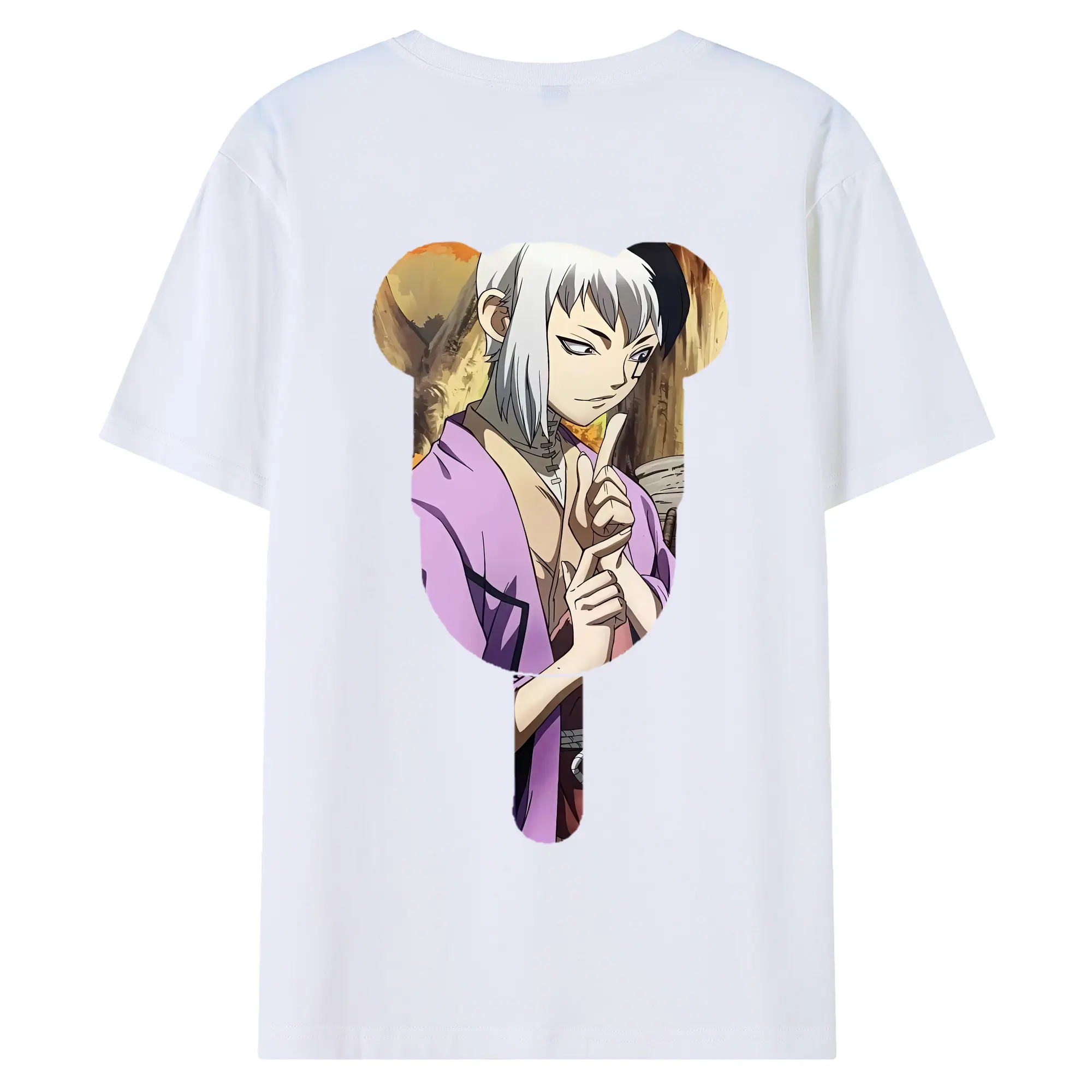 ドクターストーン グッズ,ゲン 銀狼 - 綿100％ 半袖Tシャツ ・ バックプリント ・ 快適 通気性 ・ 日常使い 散歩 スポーツ用