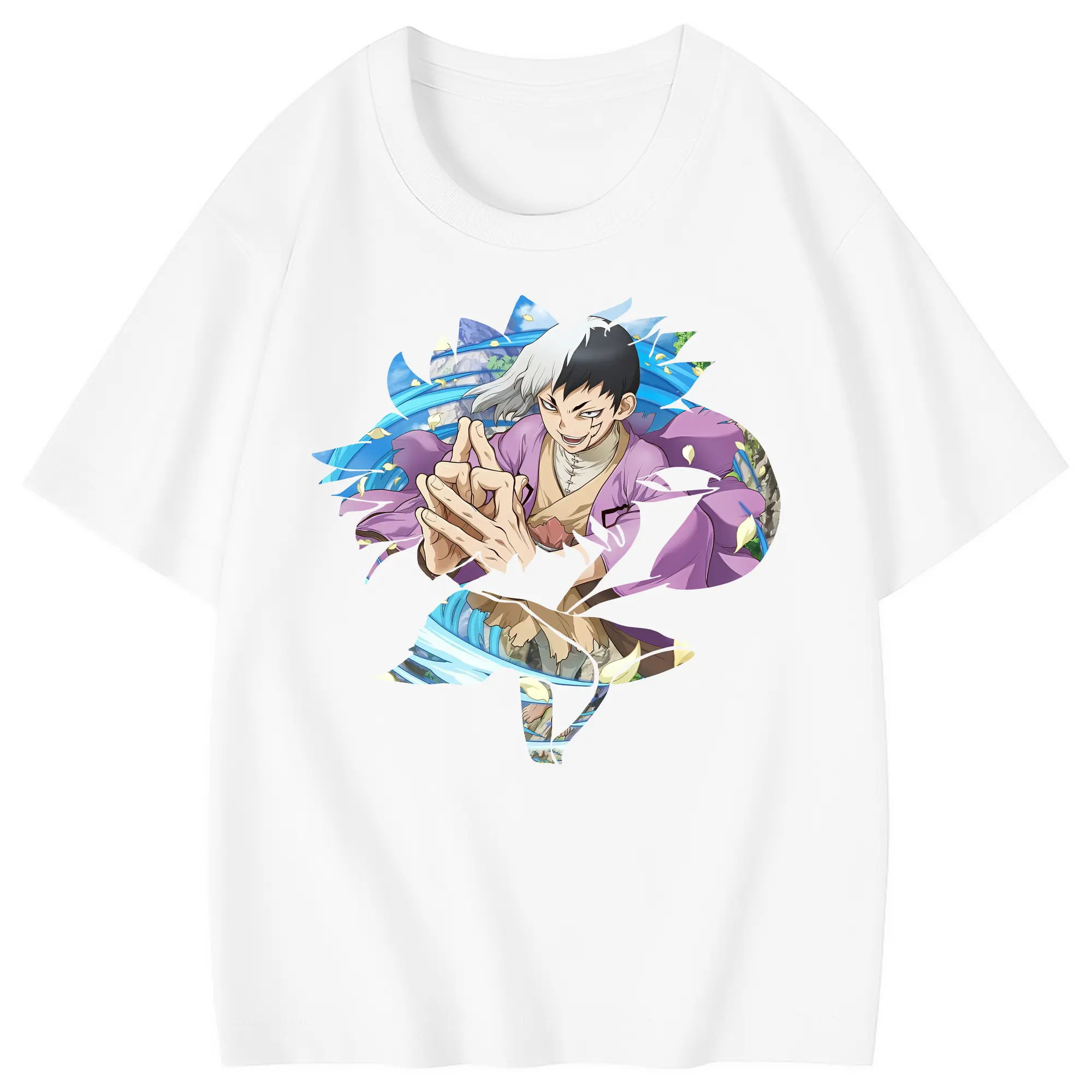 ドクターストーン グッズ,ゲン 銀狼 - 綿100％ キッズTシャツ ・ フロントプリント ・ 快適 通気性 ・ スポーツ カジュアル 散歩用