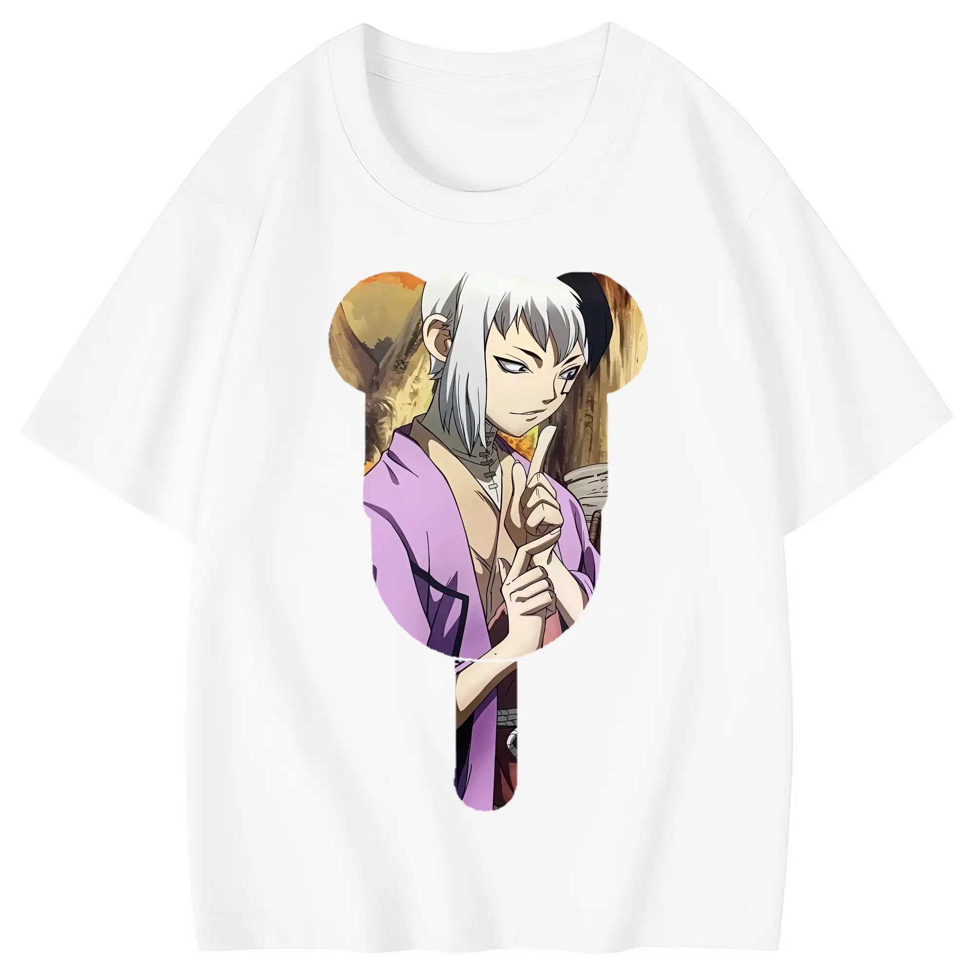 ドクターストーン グッズ,ゲン 銀狼 - 綿100％ キッズTシャツ ・ フロントプリント ・ 快適 通気性 ・ スポーツ カジュアル 散歩用