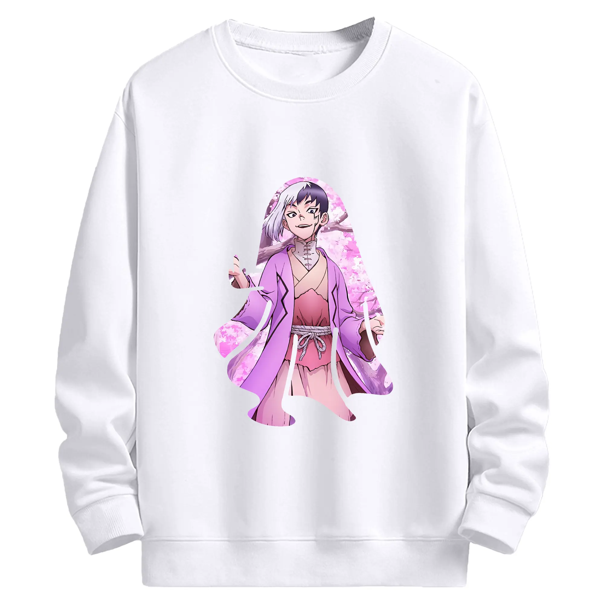 ドクターストーン グッズ,ゲン 銀狼 - 高品質 クルーネック スウェット ・ コットン59％ ポリエステル41％ ・ ユニセックス 長袖 トレーナー ・ カジュアル デイリー スポーツ 散歩用