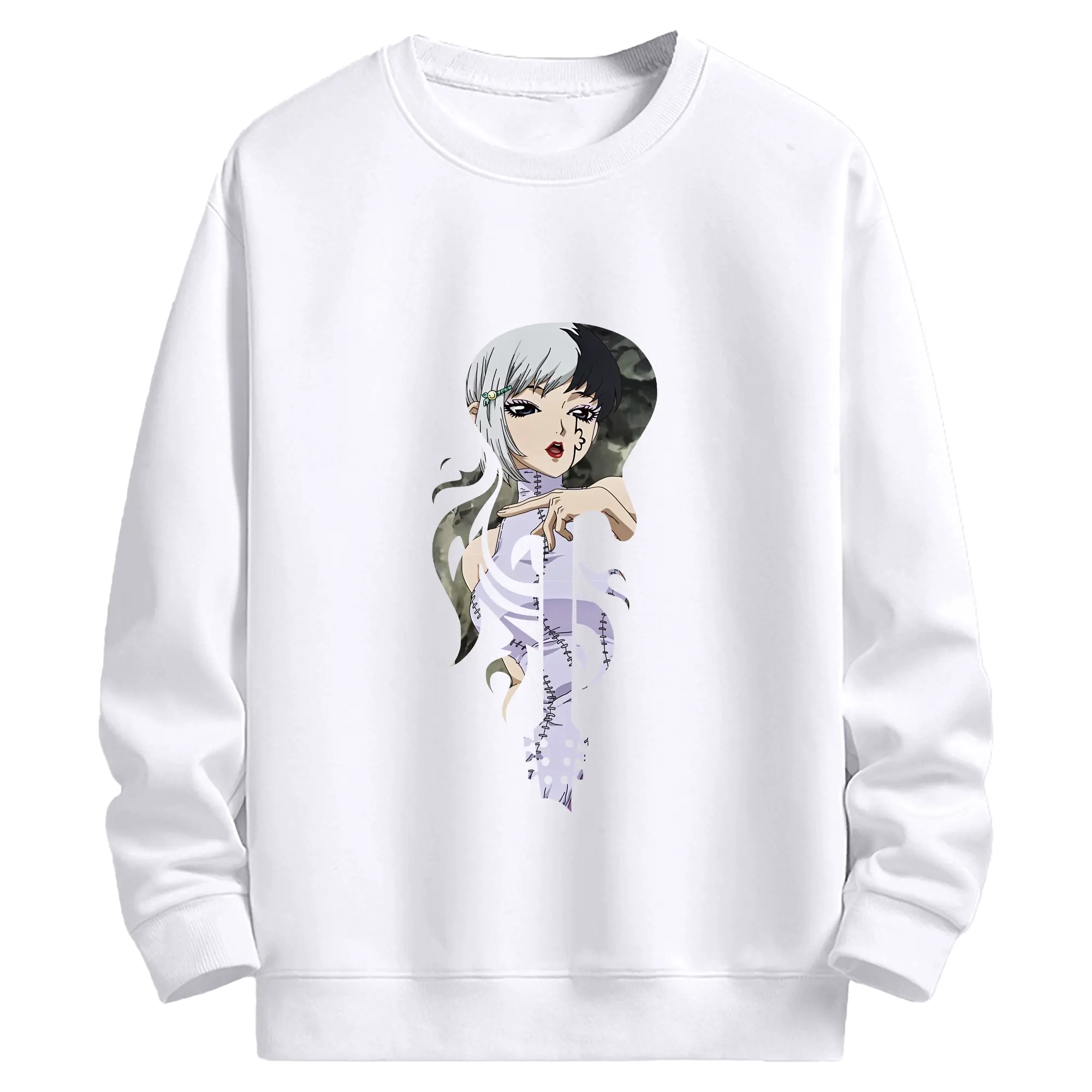 ドクターストーン グッズ,ゲン 銀狼 - 高品質 クルーネック スウェット ・ コットン59％ ポリエステル41％ ・ ユニセックス 長袖 トレーナー ・ カジュアル デイリー スポーツ 散歩用