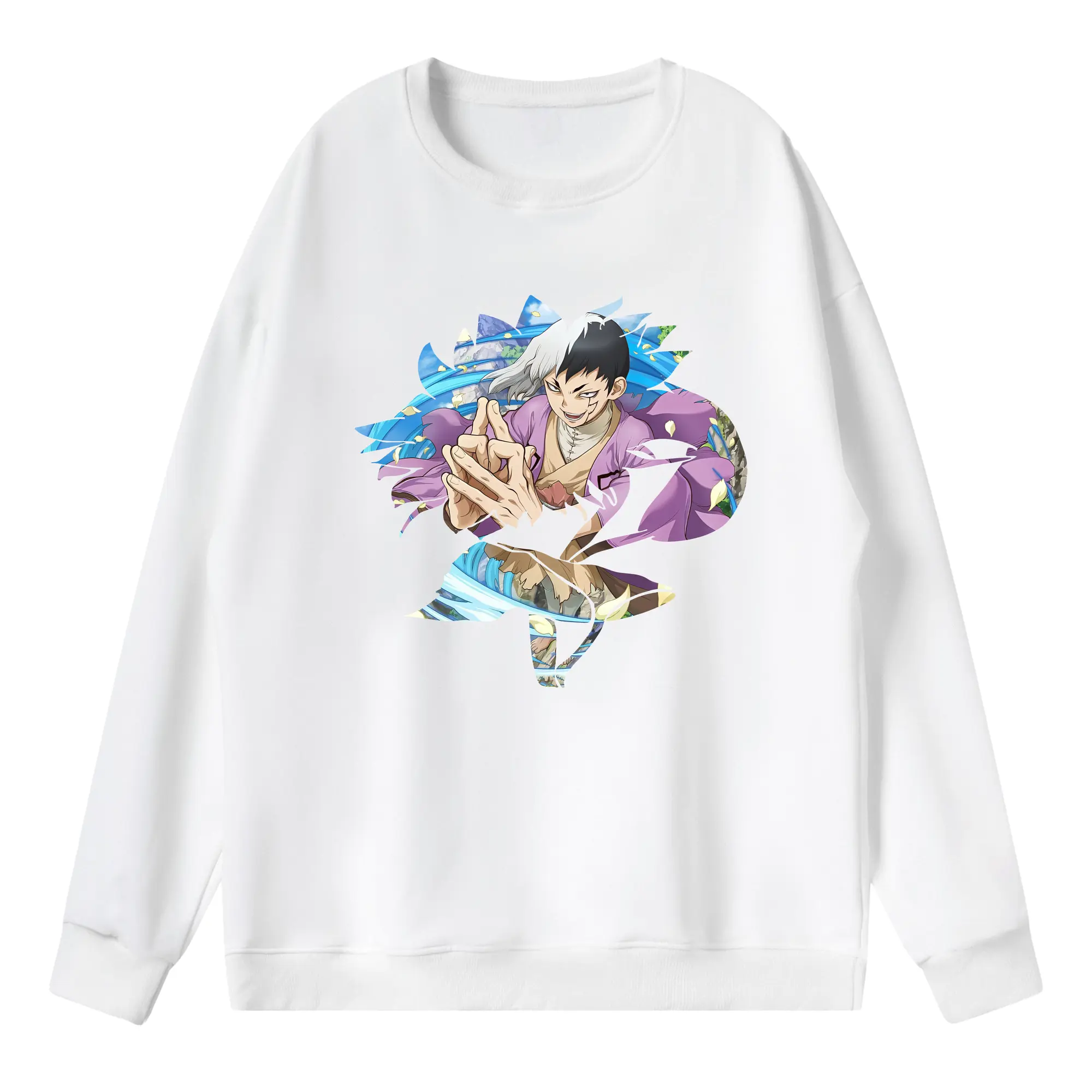 ドクターストーン グッズ,ゲン 銀狼 - 薄手 クルーネック スウェット 裏毛260g · ポリエステル 春秋向け カジュアル 男女兼用 · トレーナー デイリー スポーツ 散歩に最適