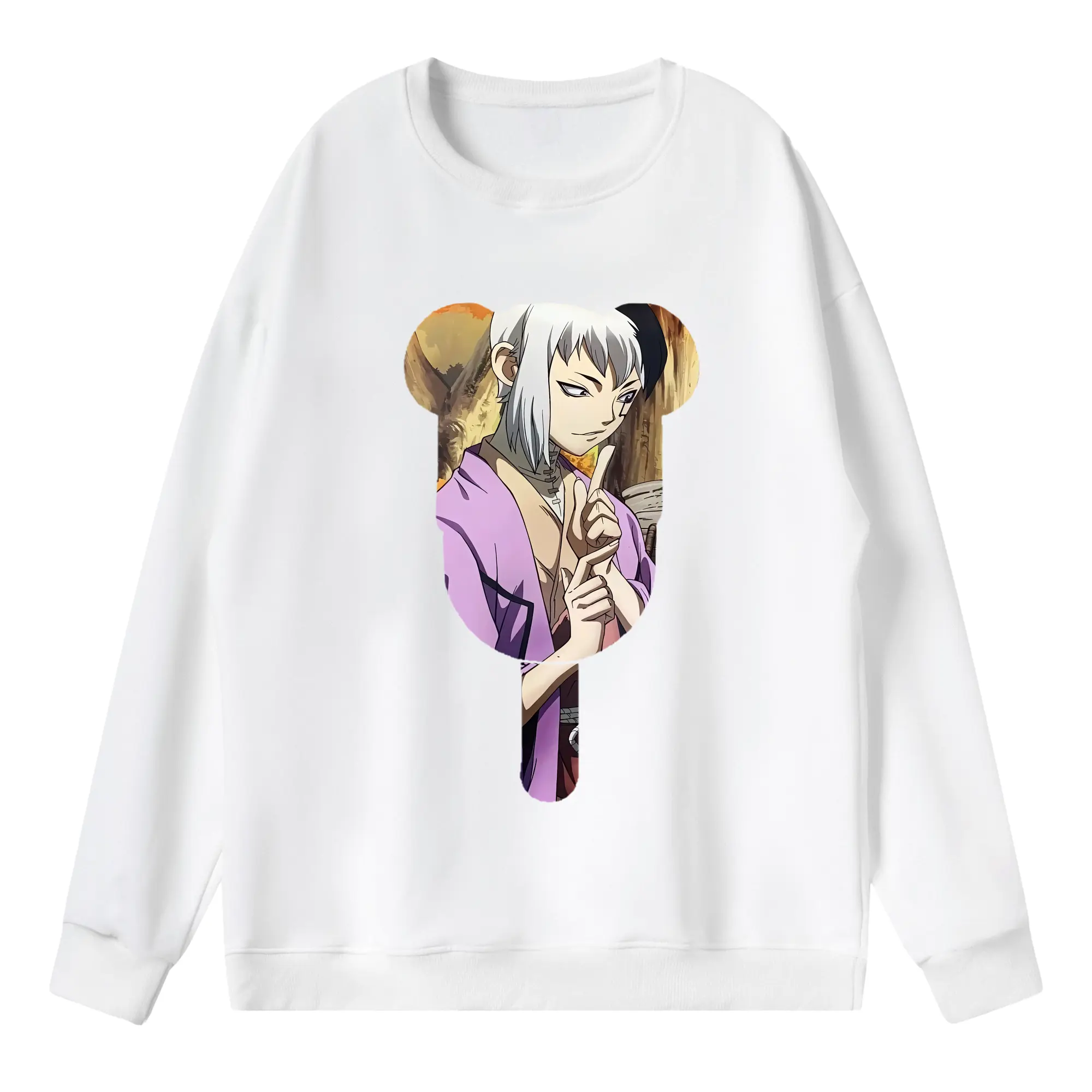 ドクターストーン グッズ,ゲン 銀狼 - 薄手 クルーネック スウェット 裏毛260g · ポリエステル 春秋向け カジュアル 男女兼用 · トレーナー デイリー スポーツ 散歩に最適