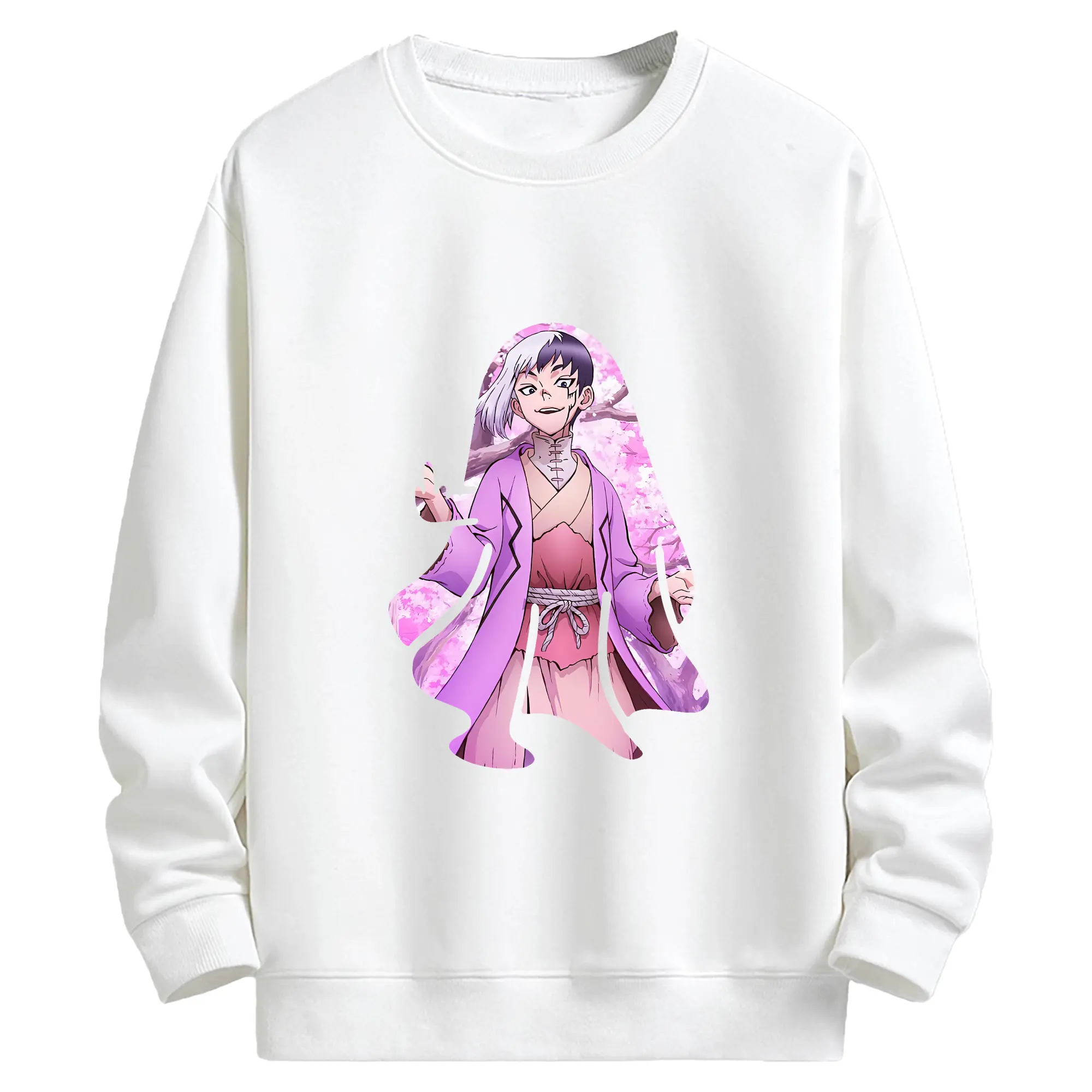 ドクターストーン グッズ,ゲン 銀狼 - キッズ クルーネックスウェットシャツ ・ フロントプリント ・ 綿80％ ポリエステル20％ ・ 快適 通学 スポーツ 日常使い お散歩用