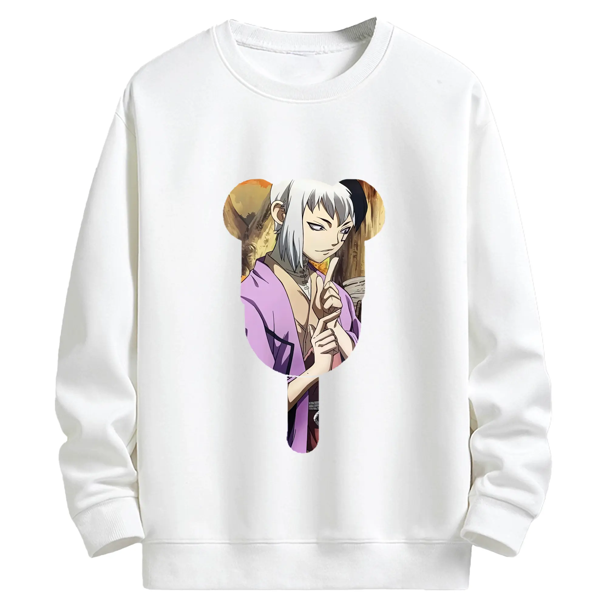 ドクターストーン グッズ,ゲン 銀狼 - キッズ クルーネックスウェットシャツ ・ フロントプリント ・ 綿80％ ポリエステル20％ ・ 快適 通学 スポーツ 日常使い お散歩用