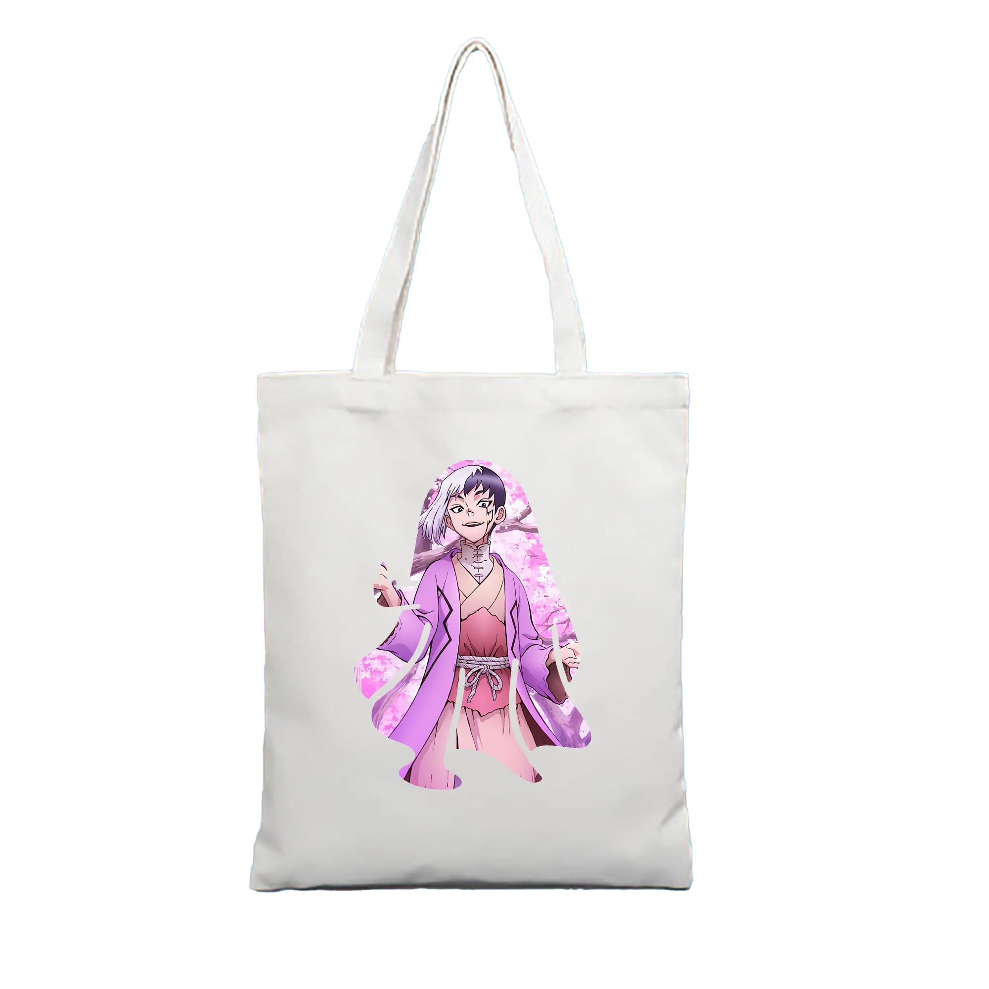 ドクターストーン グッズ,ゲン 銀狼 - 縦型キャンバス手提げバッグ（トートバッグ） ・ キャンバス素材 ・ ショッピング用 ・ 軽量 丈夫 お手入れ簡単