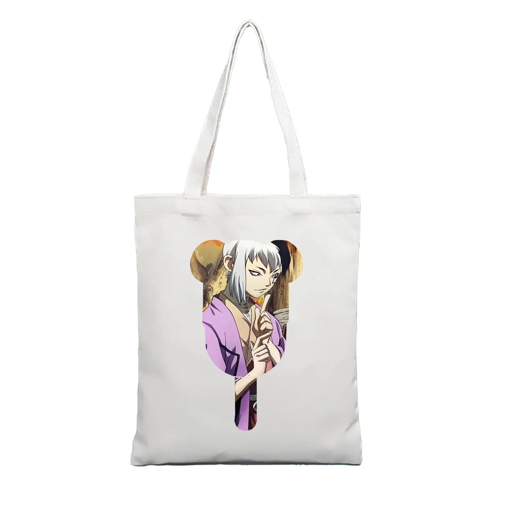 ドクターストーン グッズ,ゲン 銀狼 - 縦型キャンバス手提げバッグ（トートバッグ） ・ キャンバス素材 ・ ショッピング用 ・ 軽量 丈夫 お手入れ簡単