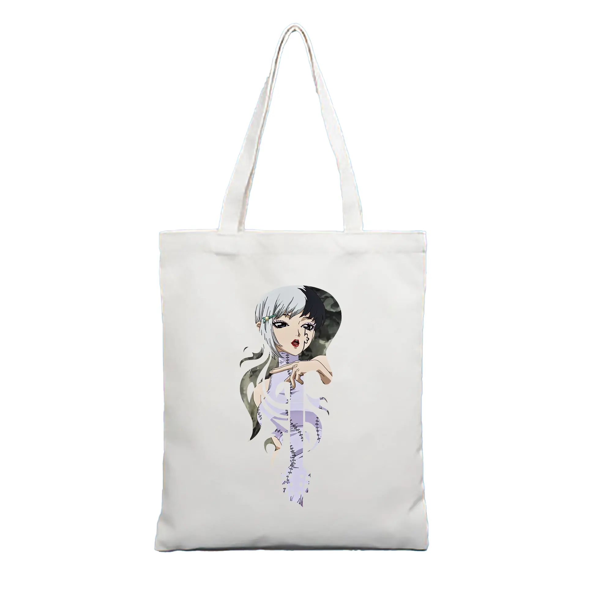 ドクターストーン グッズ,ゲン 銀狼 - 縦型キャンバス手提げバッグ（トートバッグ） ・ キャンバス素材 ・ ショッピング用 ・ 軽量 丈夫 お手入れ簡単