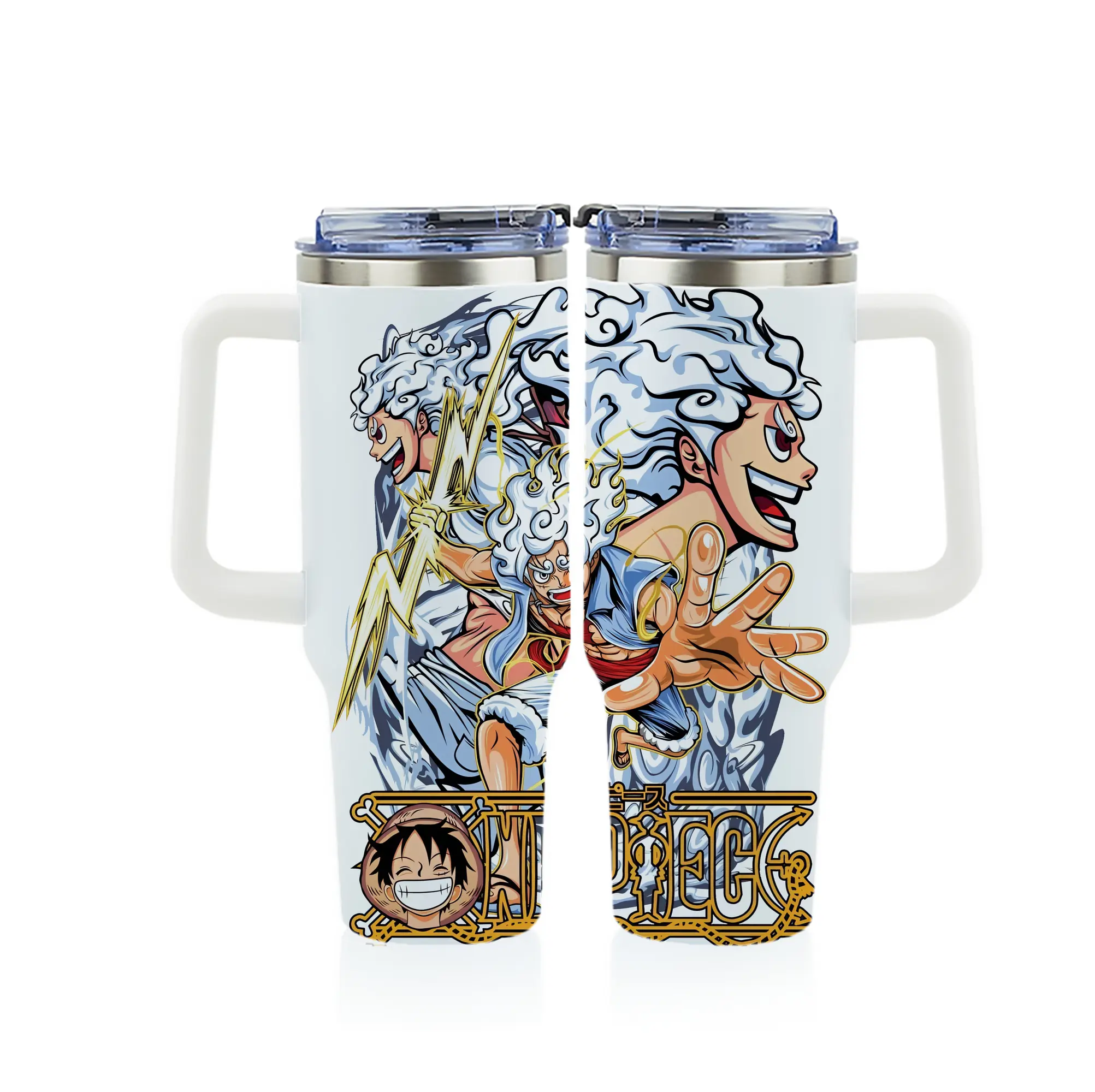ワンピース グッズ モンキー・D・ルフィ - 1200mL フルプリント車用タンブラー ・ 304ステンレス 内側 ・ 201ステンレス 外側 ・ 保温 保冷 ・ 通勤 ドライブ アウトドア用