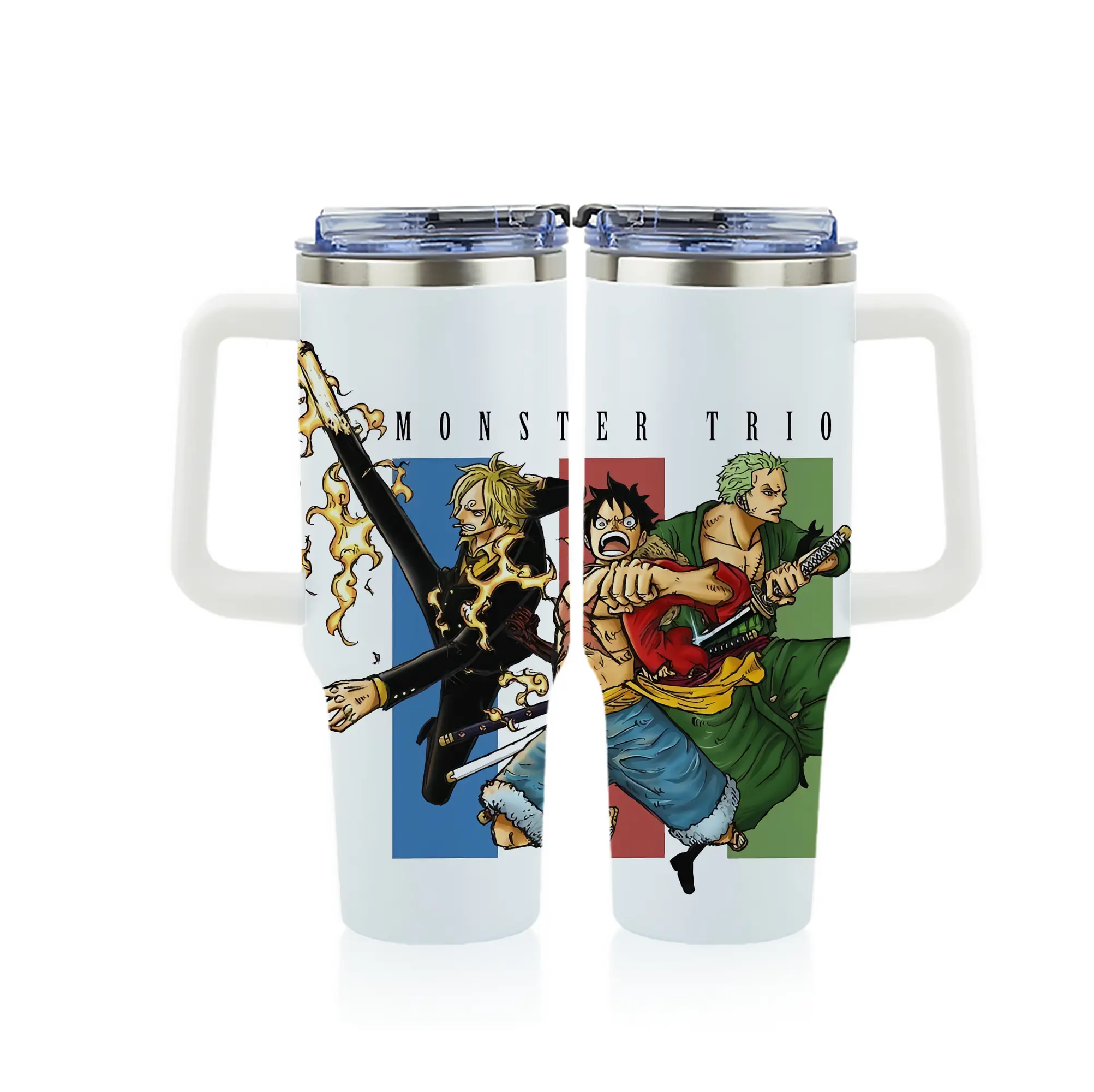 ワンピース グッズ モンキー・D・ルフィ - 1200mL フルプリント車用タンブラー ・ 304ステンレス 内側 ・ 201ステンレス 外側 ・ 保温 保冷 ・ 通勤 ドライブ アウトドア用