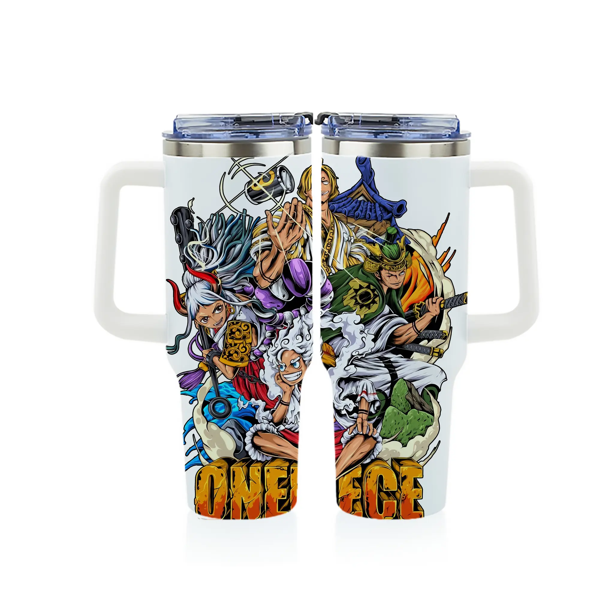 ワンピース グッズ モンキー・D・ルフィ - 1200mL フルプリント車用タンブラー ・ 304ステンレス 内側 ・ 201ステンレス 外側 ・ 保温 保冷 ・ 通勤 ドライブ アウトドア用