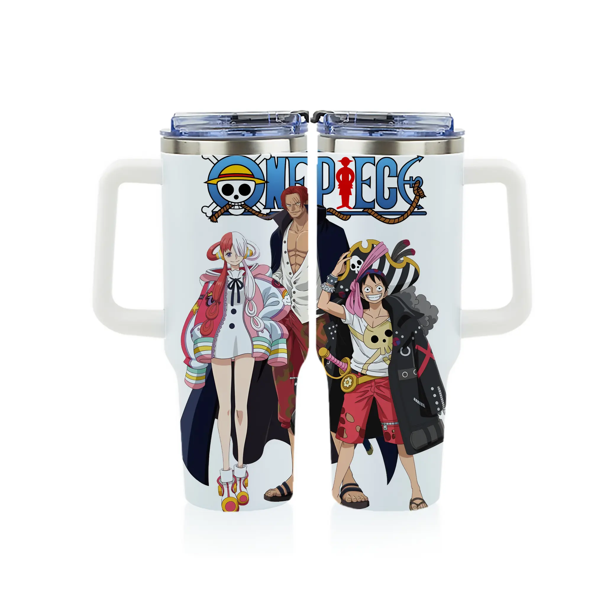 ワンピース グッズ モンキー・D・ルフィ - 1200mL フルプリント車用タンブラー ・ 304ステンレス 内側 ・ 201ステンレス 外側 ・ 保温 保冷 ・ 通勤 ドライブ アウトドア用