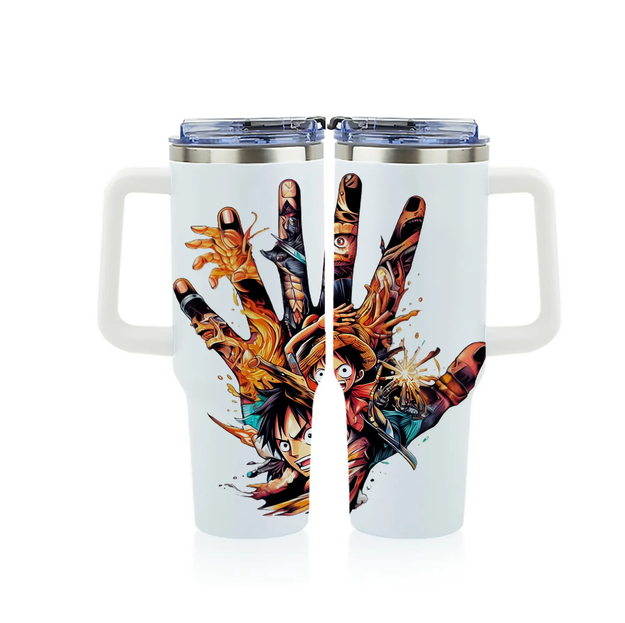 ワンピース グッズ モンキー・D・ルフィ - 1200mL フルプリント車用タンブラー ・ 304ステンレス 内側 ・ 201ステンレス 外側 ・ 保温 保冷 ・ 通勤 ドライブ アウトドア用