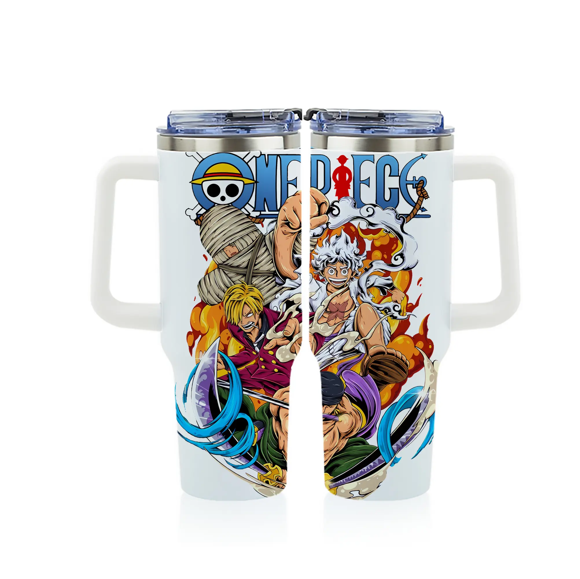 ワンピース グッズ モンキー・D・ルフィ - 1200mL フルプリント車用タンブラー ・ 304ステンレス 内側 ・ 201ステンレス 外側 ・ 保温 保冷 ・ 通勤 ドライブ アウトドア用