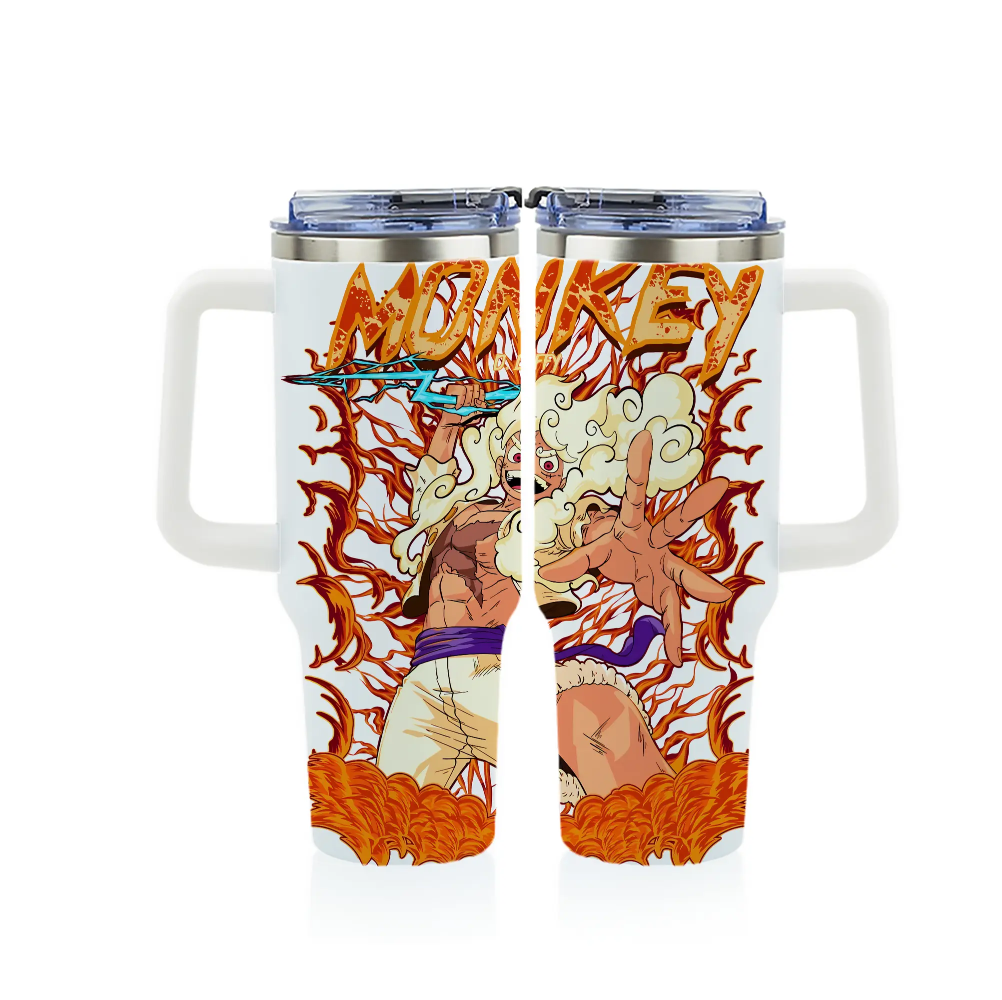 ワンピース グッズ モンキー・D・ルフィ - 1200mL フルプリント車用タンブラー ・ 304ステンレス 内側 ・ 201ステンレス 外側 ・ 保温 保冷 ・ 通勤 ドライブ アウトドア用