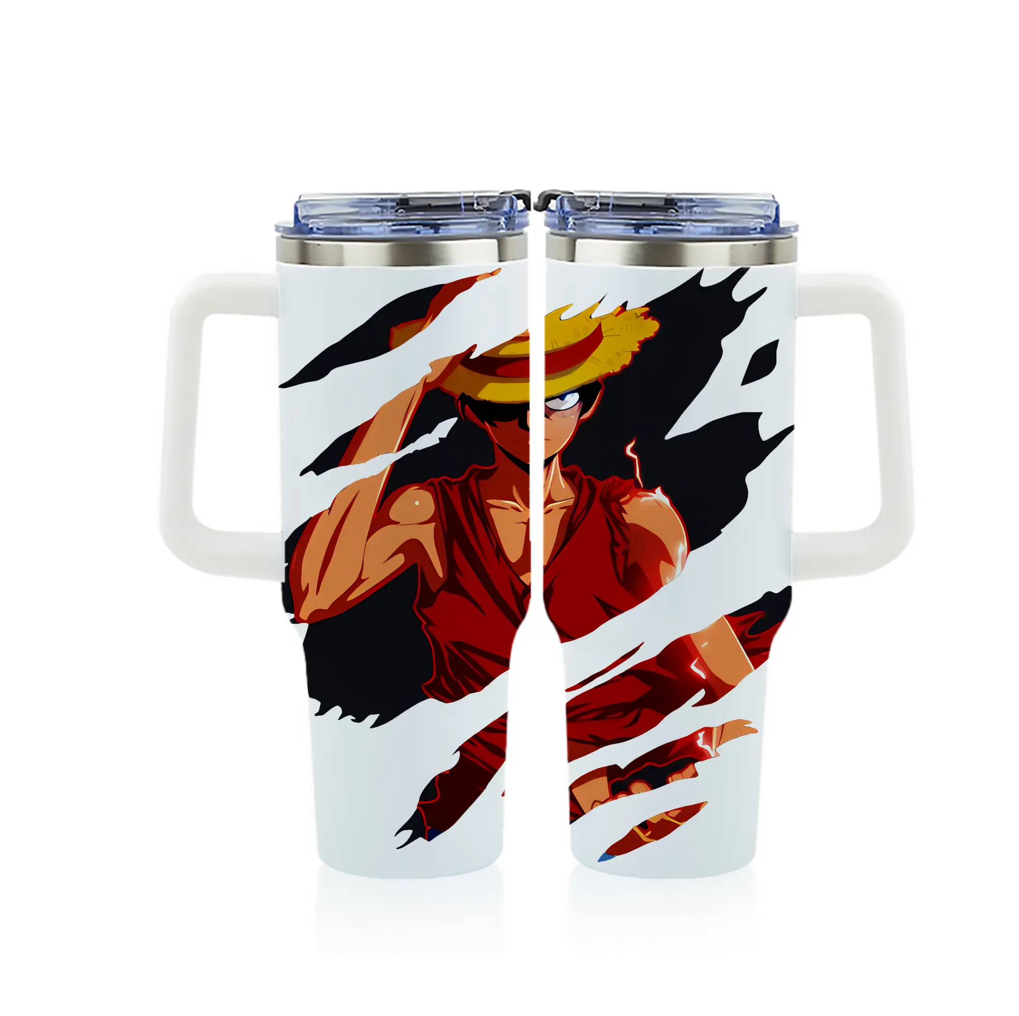 ワンピース グッズ モンキー・D・ルフィ - 1200mL フルプリント車用タンブラー ・ 304ステンレス 内側 ・ 201ステンレス 外側 ・ 保温 保冷 ・ 通勤 ドライブ アウトドア用