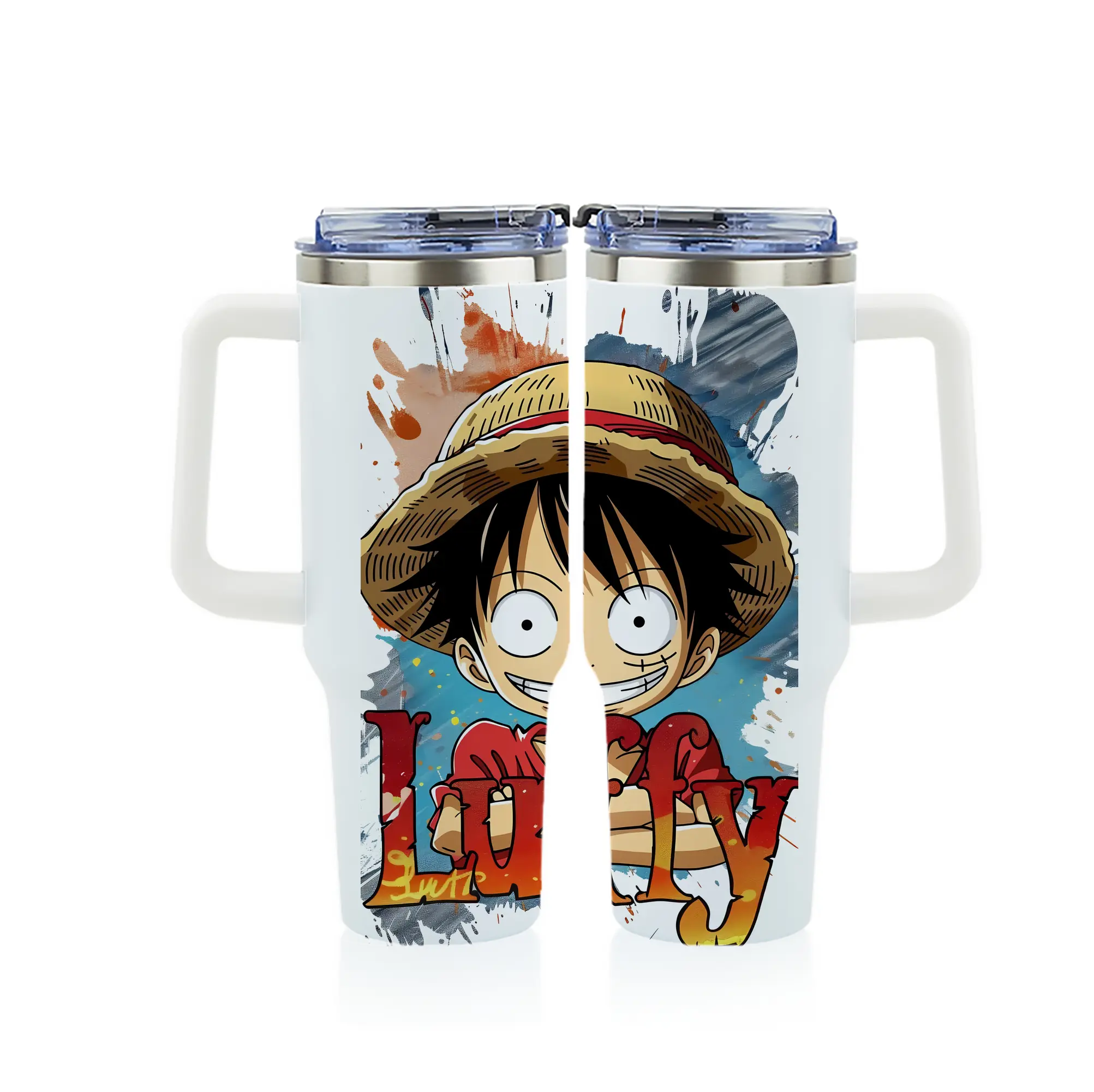 ワンピース グッズ モンキー・D・ルフィ - 1200mL フルプリント車用タンブラー ・ 304ステンレス 内側 ・ 201ステンレス 外側 ・ 保温 保冷 ・ 通勤 ドライブ アウトドア用